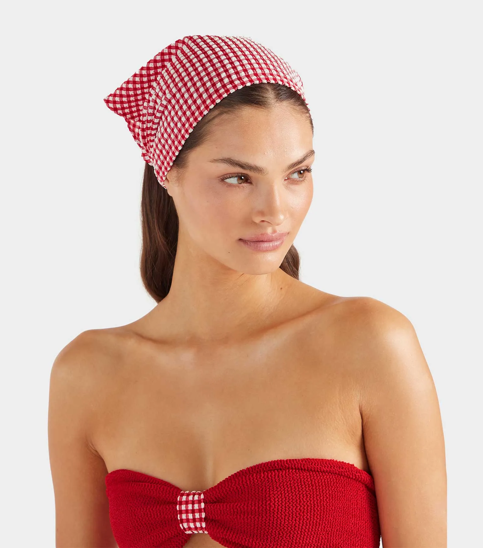 Sofia Gingham Headscarf - Red Gingham sold by Hunza G product image thumbnail 4