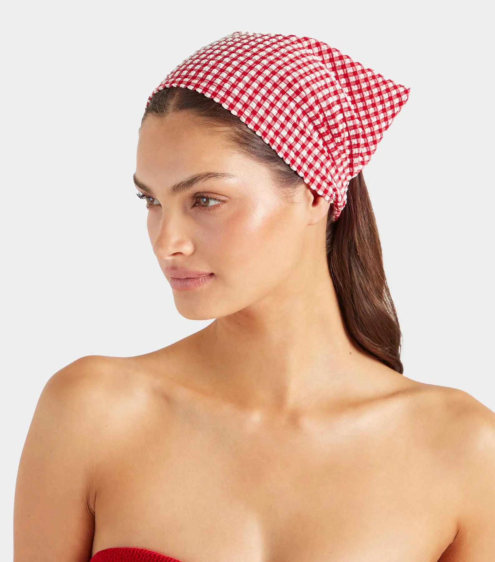Sofia Gingham Headscarf - Red Gingham sold by Hunza G product image thumbnail 3