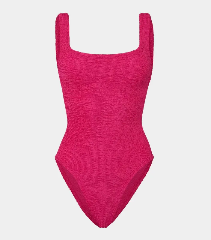 Coverage Square Neck Swim - Metallic Raspberry sold by Hunza G