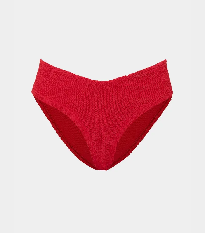 V Waist Bikini Bottom - Red made by Hunza G