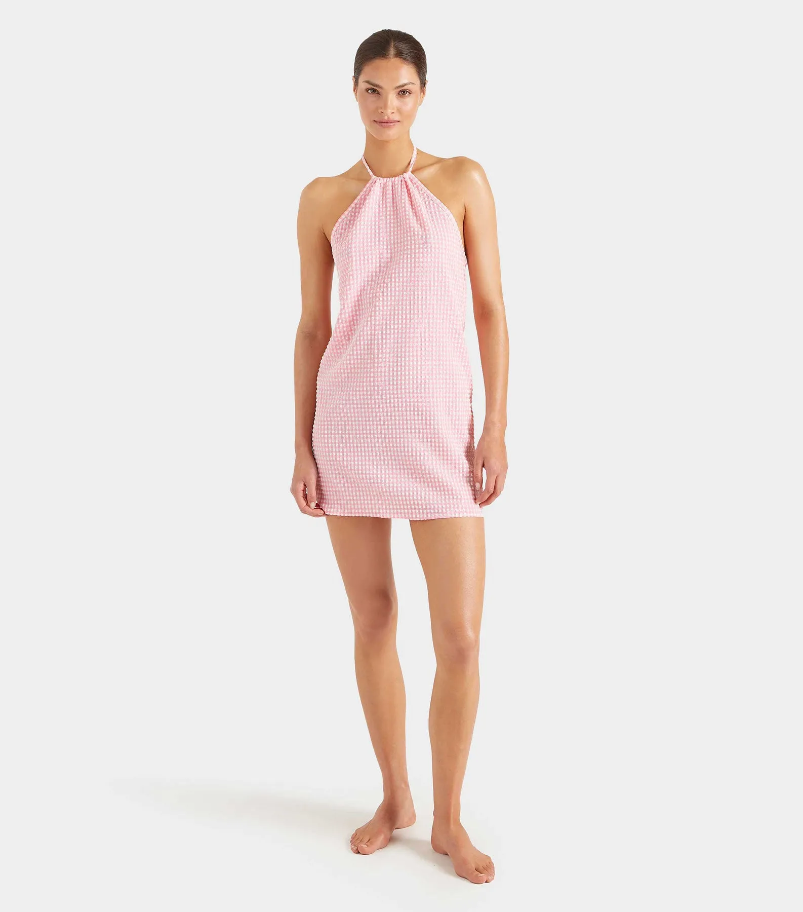 Gingham Seersucker Mini Dress - Milkshake Gingham sold by Hunza G product image thumbnail 5