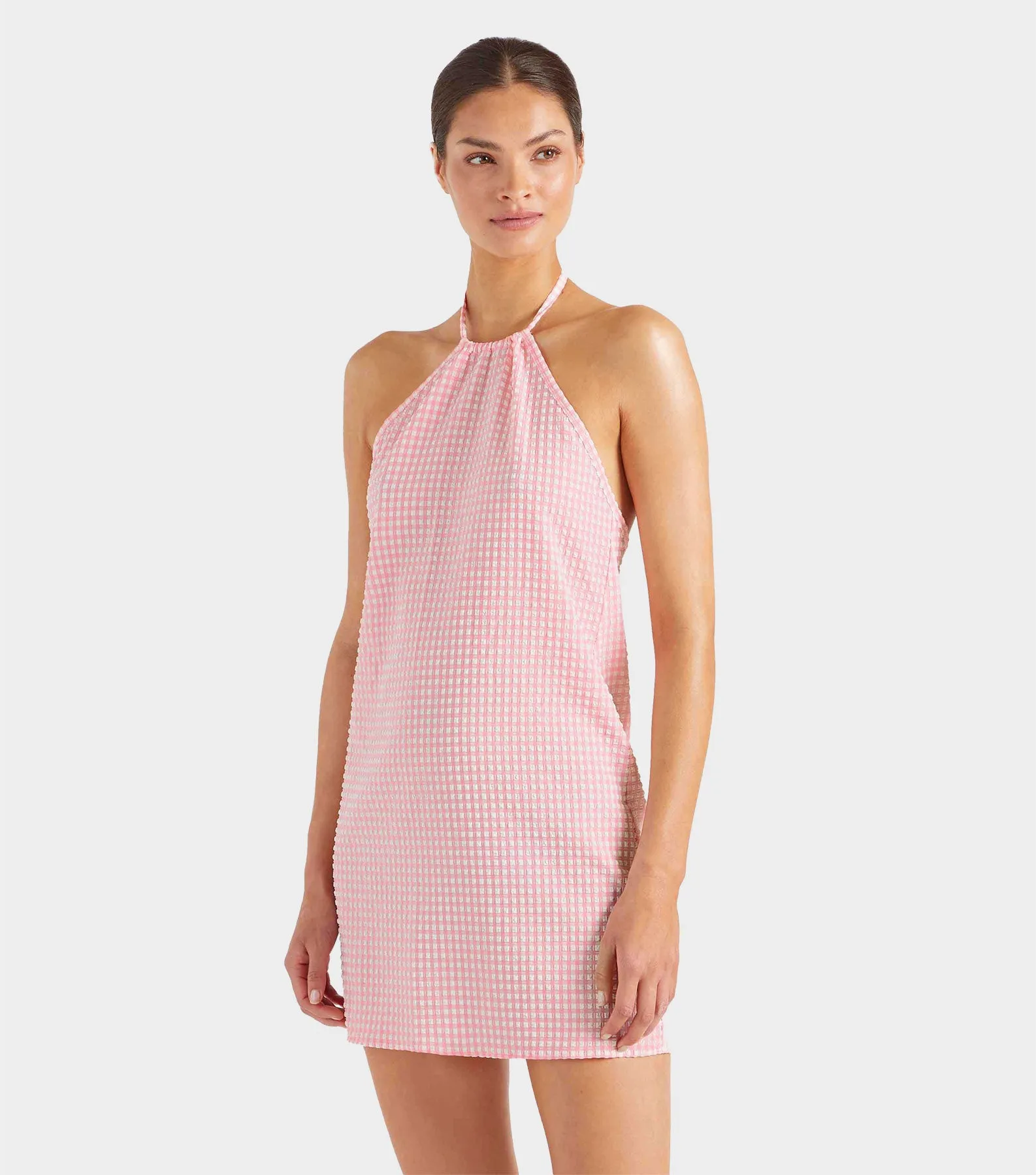 Gingham Seersucker Mini Dress - Milkshake Gingham sold by Hunza G product image thumbnail 2