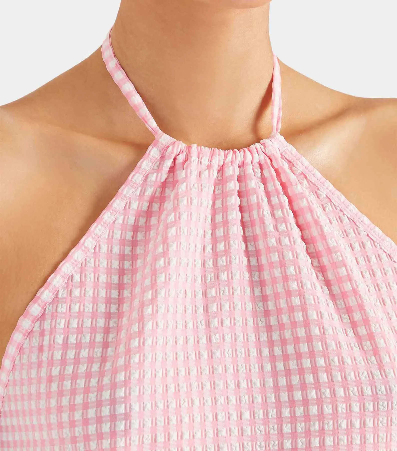 Gingham Seersucker Mini Dress - Milkshake Gingham sold by Hunza G product image thumbnail 4