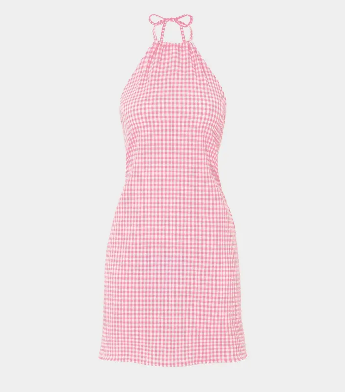 Gingham Seersucker Mini Dress - Milkshake Gingham sold by Hunza G