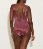 Celine Swim With Tonal Hoops - Wine/White Stripe sold by Hunza G