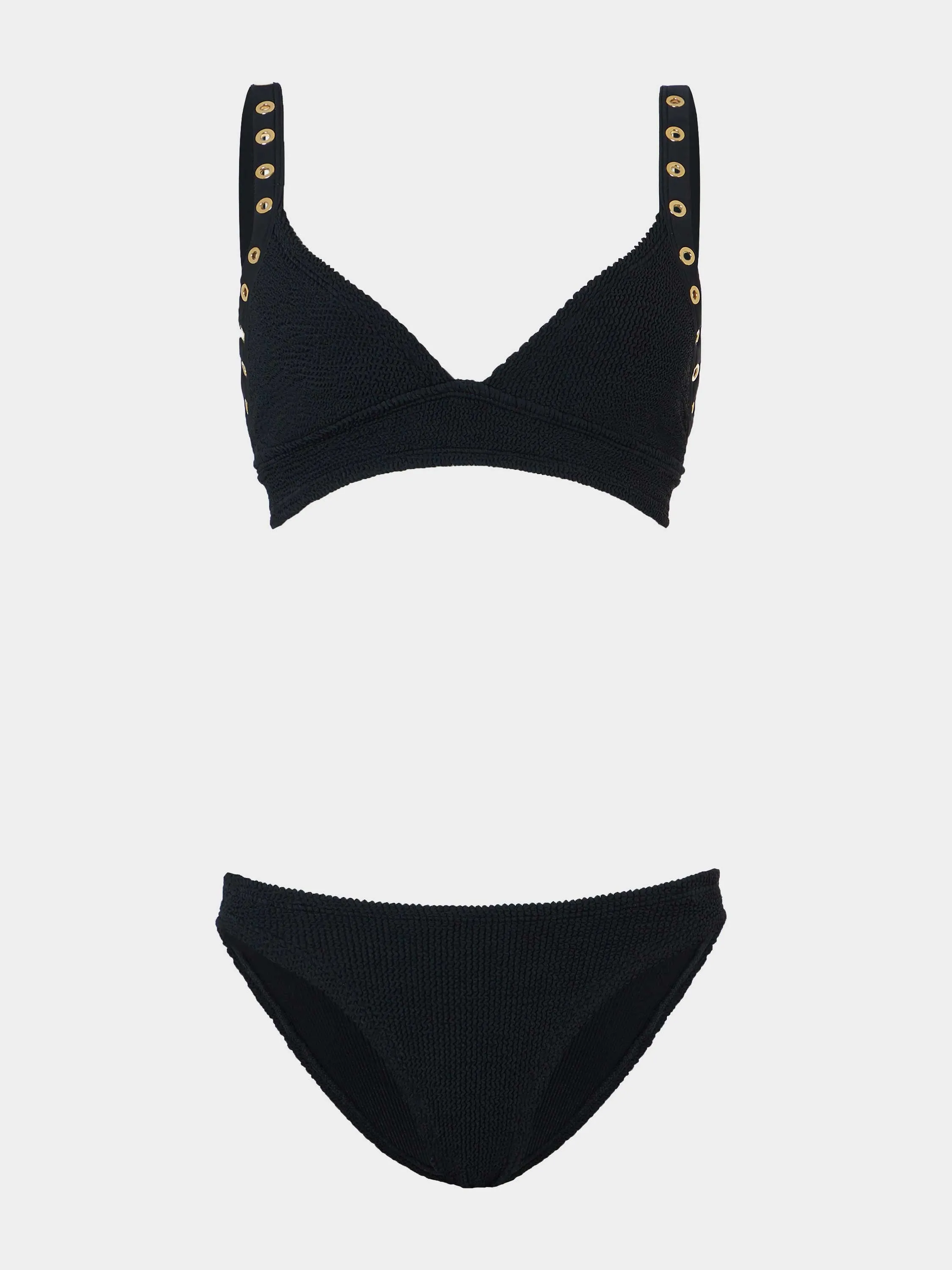 Tessa Eyelet Bikini - Black/Gold sold by Hunza G