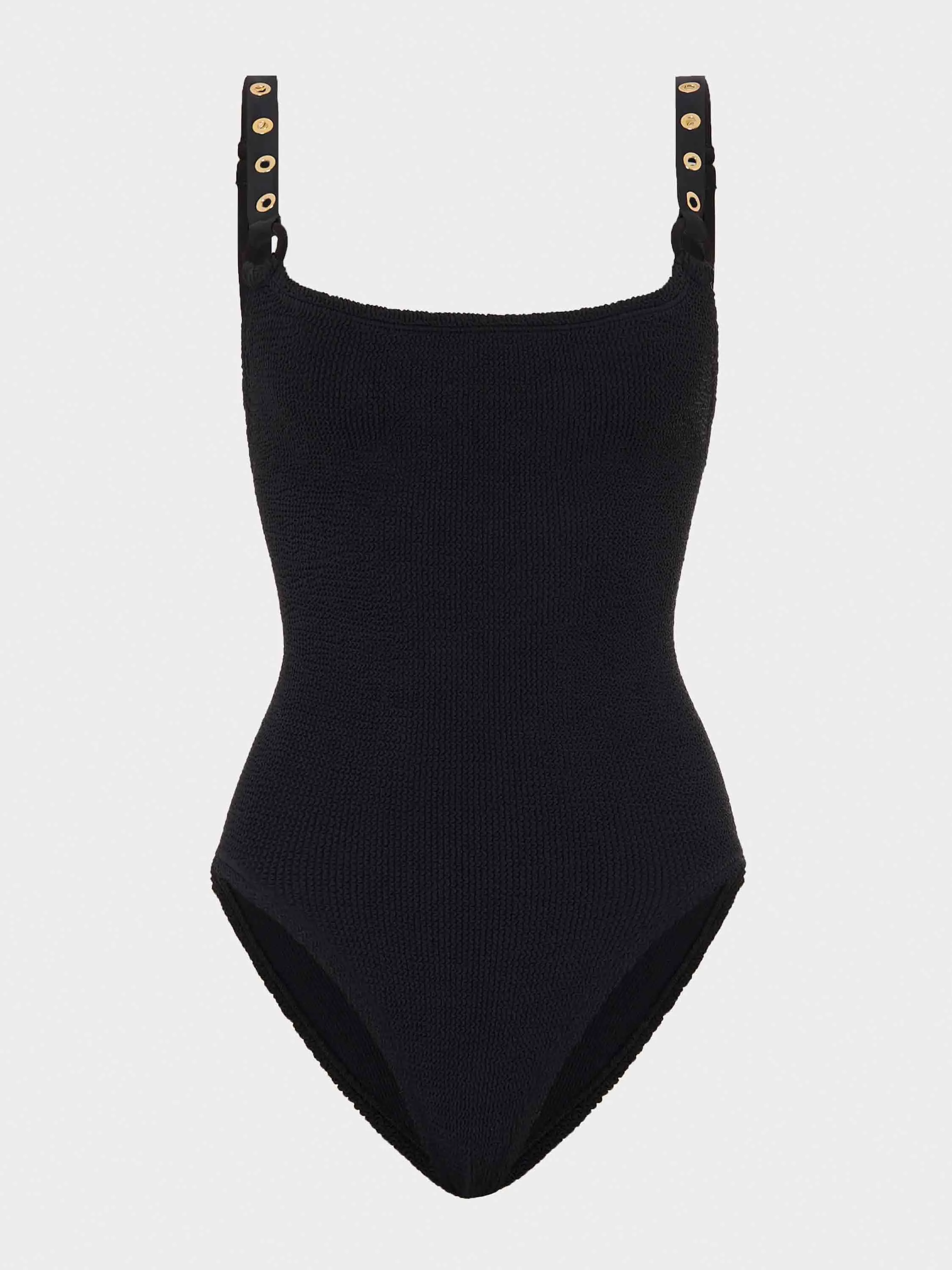 Melody Eyelet Swim - Black/Gold sold by Hunza G