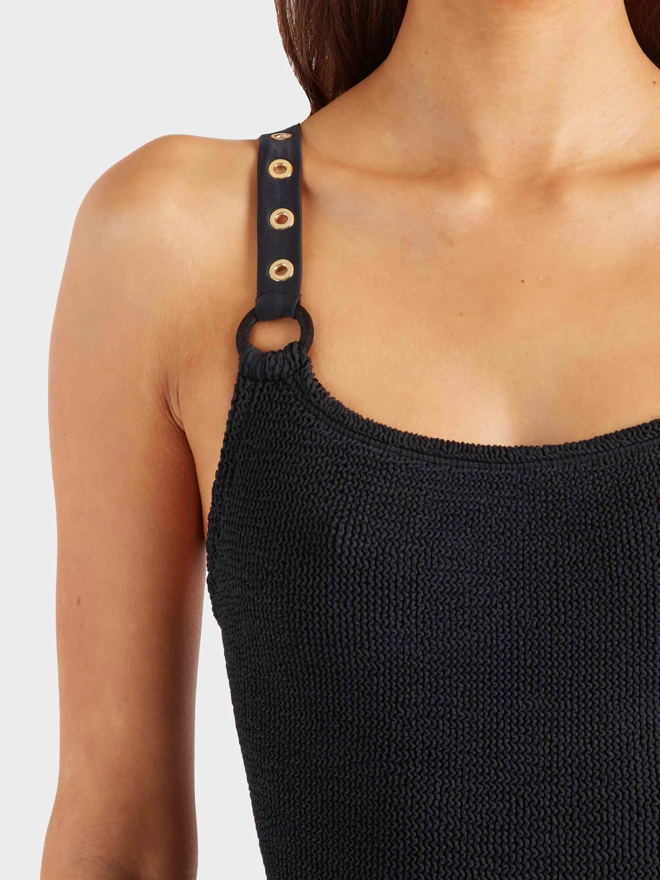 Melody Eyelet Swim - Black/Gold sold by Hunza G product image thumbnail 4