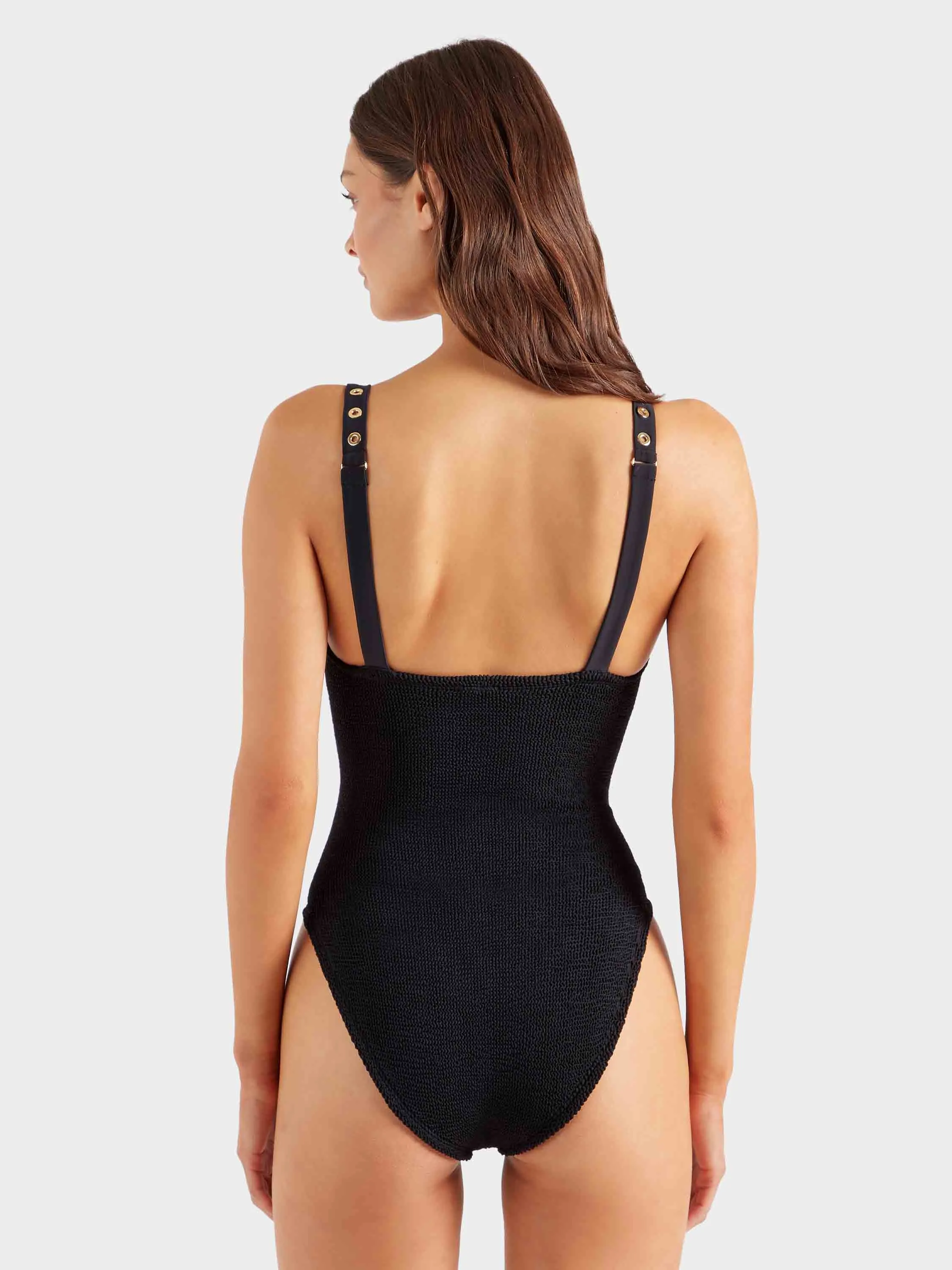 Melody Eyelet Swim - Black/Gold sold by Hunza G product image thumbnail 3