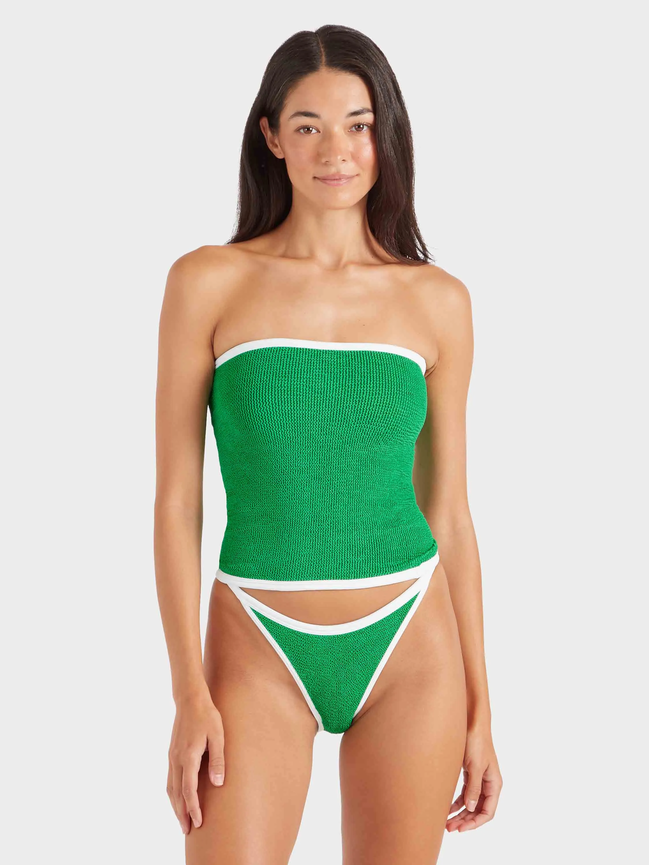 Devyn Swim Skirt/Tube Top - Emerald/White sold by Hunza G product image thumbnail 2