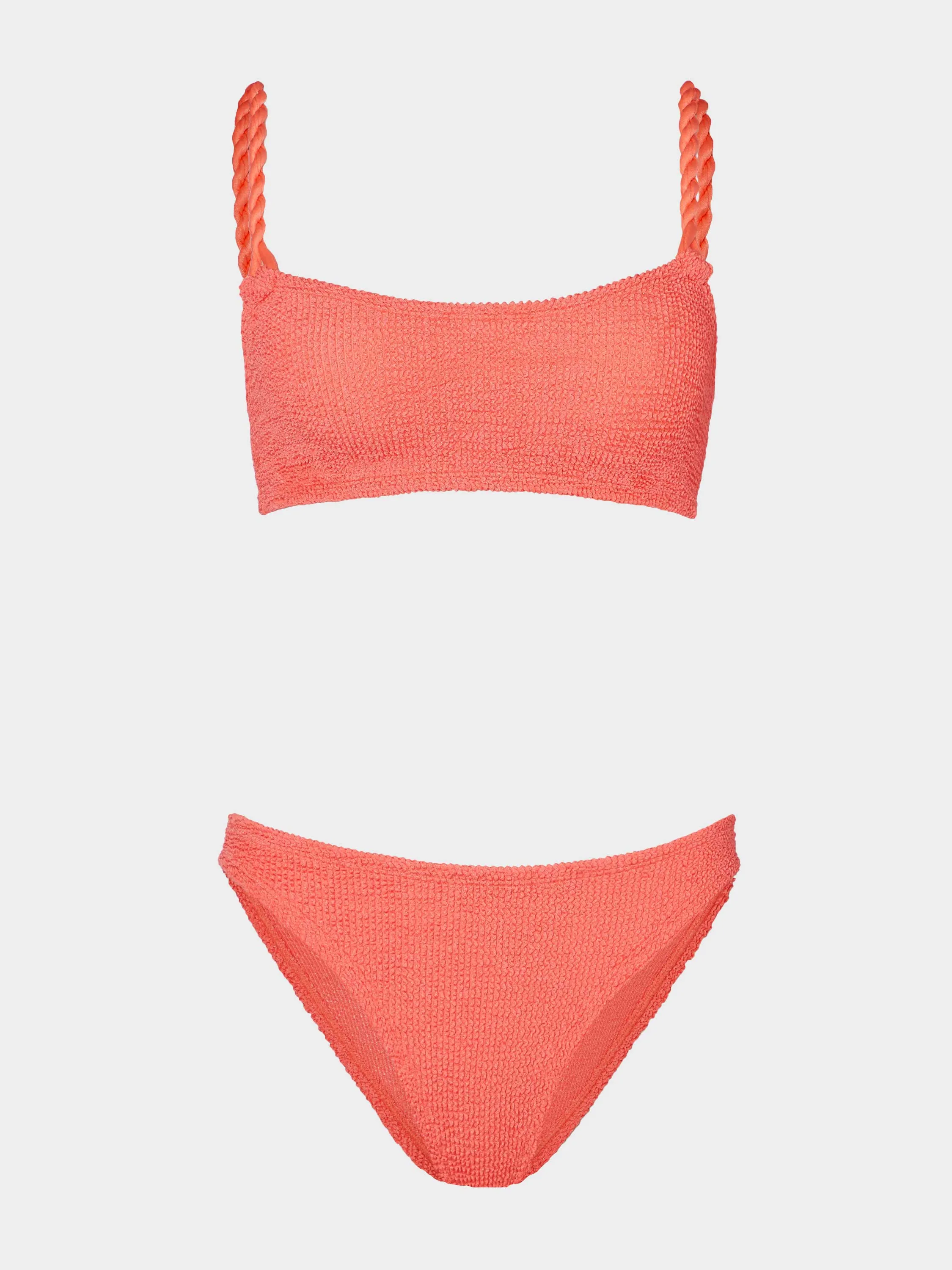 For La Samanna, A Belmond Hotel Phoebe Bikini - Metallic Coral sold by Hunza G