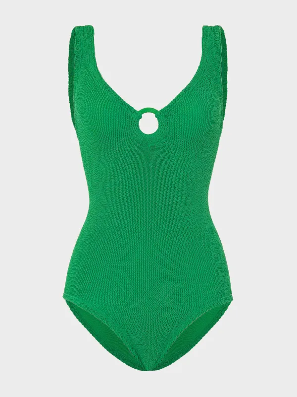 Coverage Celine Swim With Tonal Hoops - Emerald sold by Hunza G