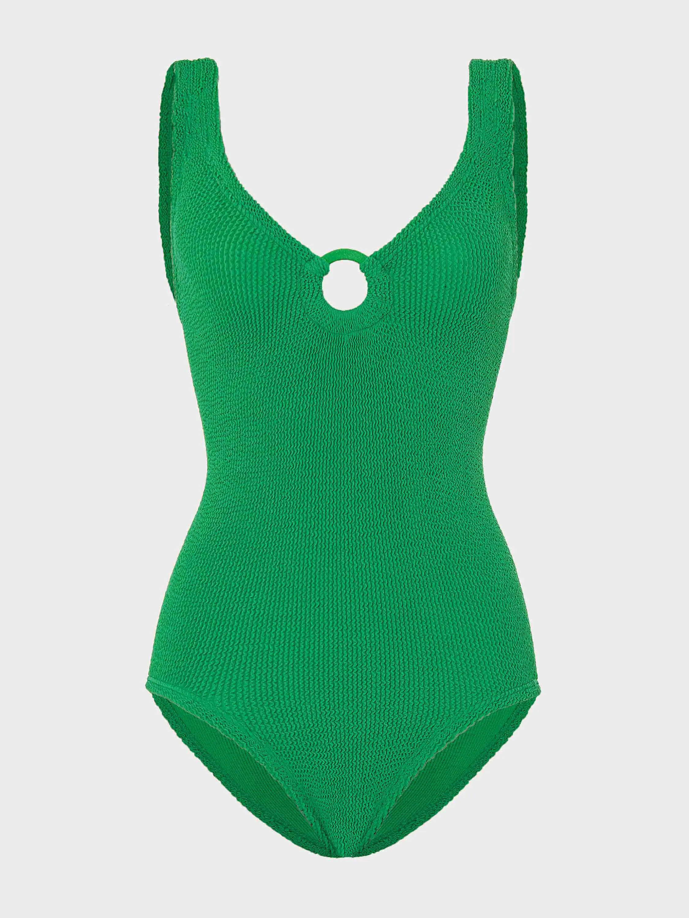 Coverage Celine Swim With Tonal Hoops - Emerald sold by Hunza G