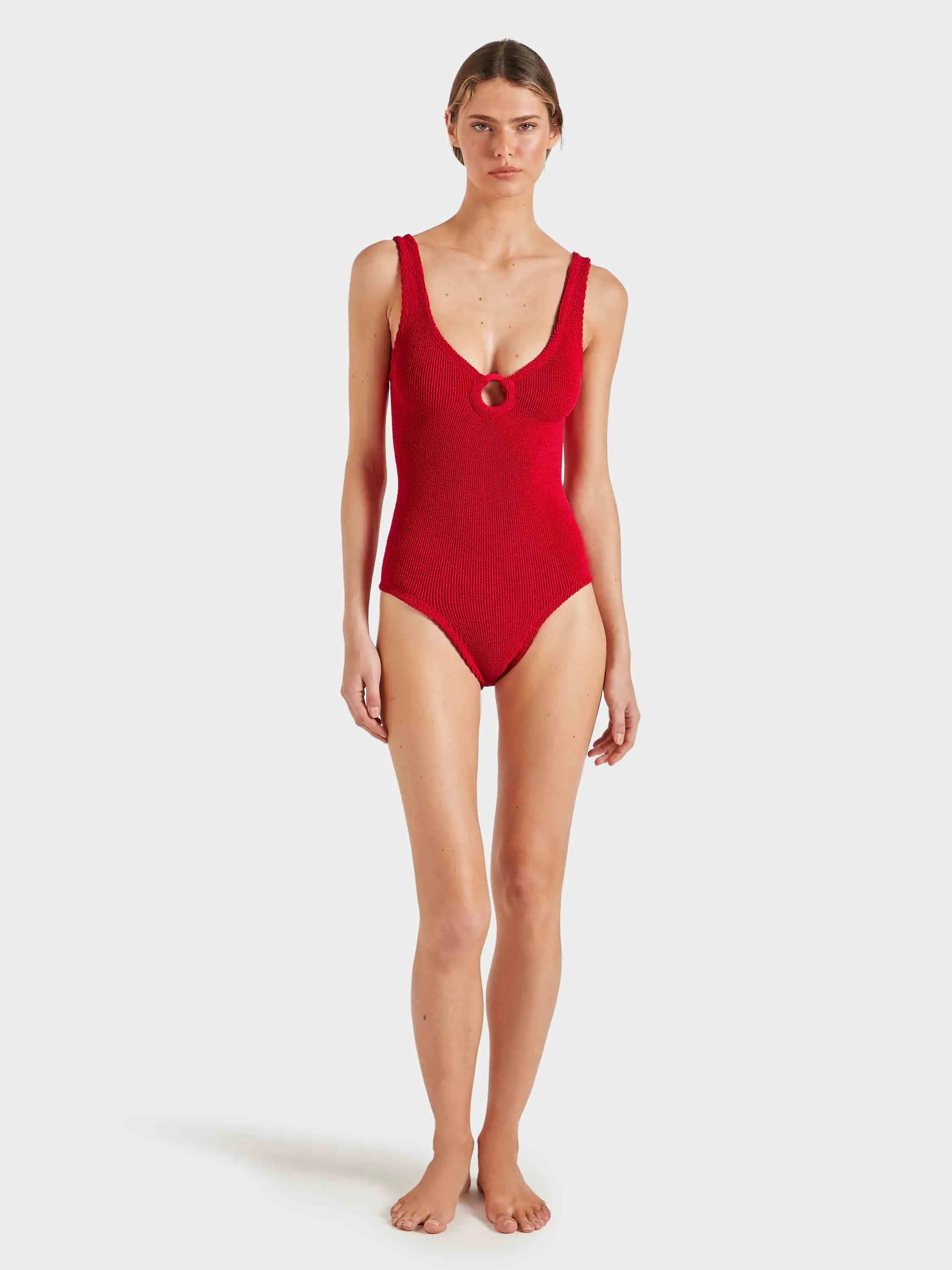 Coverage Celine Swim With Tonal Hoops - Red sold by Hunza G product image thumbnail 5