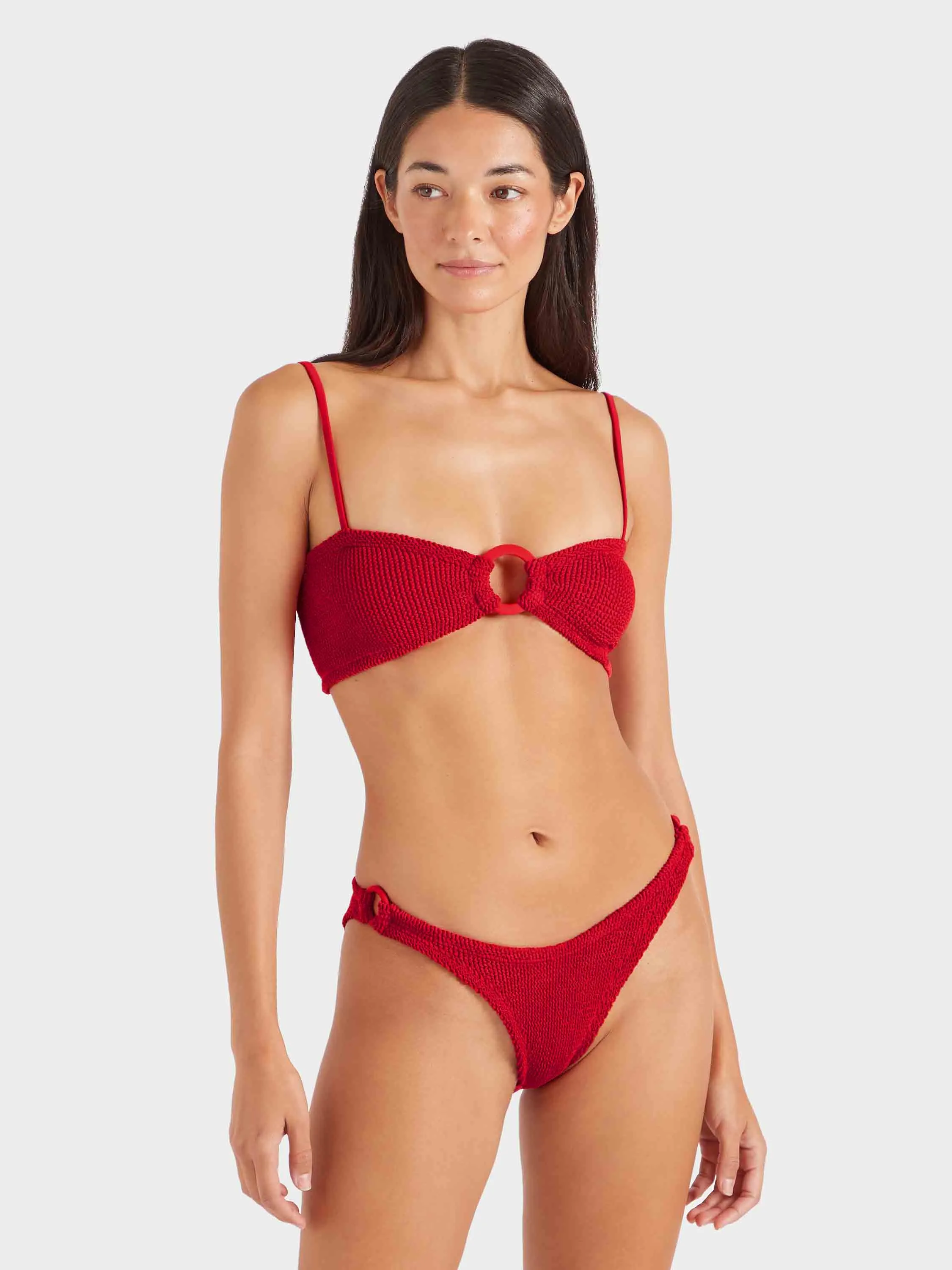 Misty Bikini With Tonal Hoops - Red sold by Hunza G product image thumbnail 2
