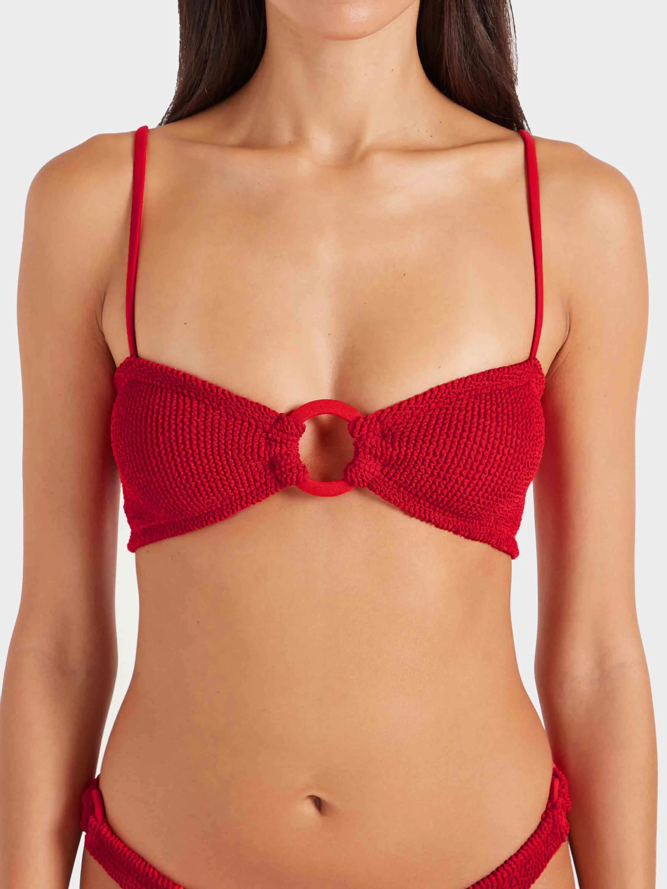Misty Bikini With Tonal Hoops - Red sold by Hunza G product image thumbnail 4