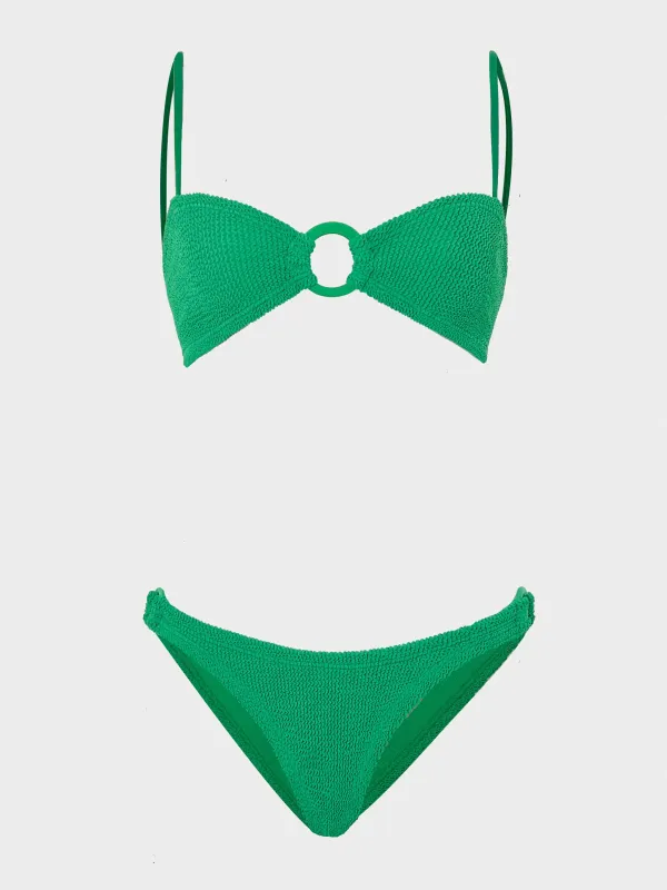 Misty Bikini With Tonal Hoops - Emerald sold by Hunza G