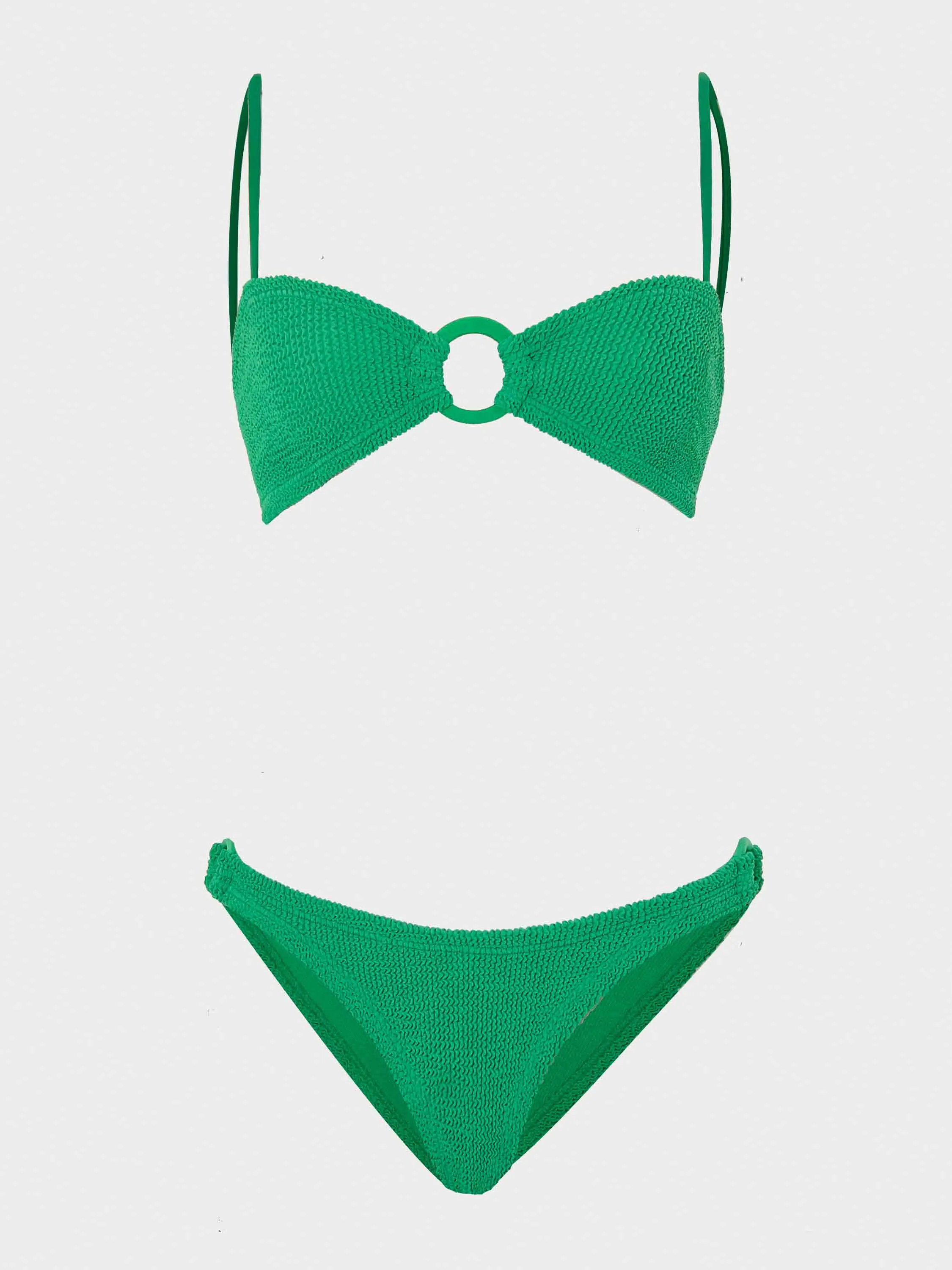 Misty Bikini With Tonal Hoops - Emerald sold by Hunza G