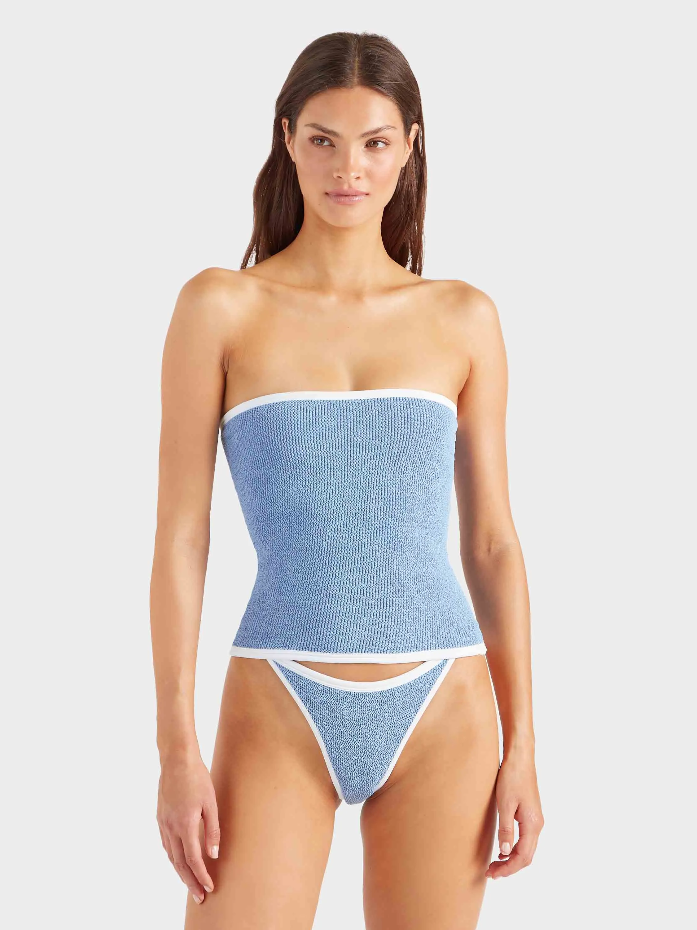 Devyn Swim Skirt/Tube Top - Cornflower/White sold by Hunza G product image thumbnail 3