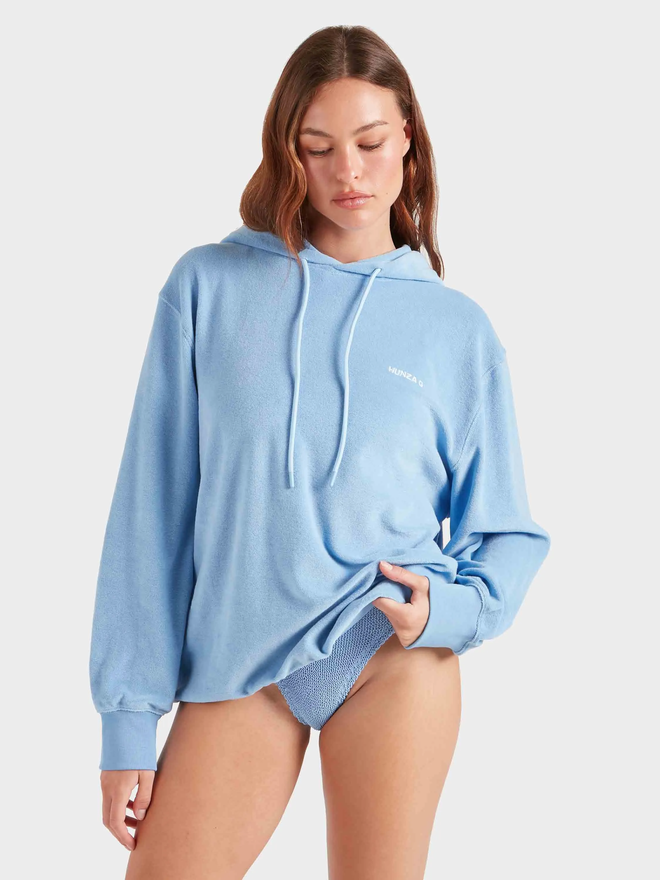 Terry Towelling Hoodie - Cornflower sold by Hunza G product image thumbnail 2