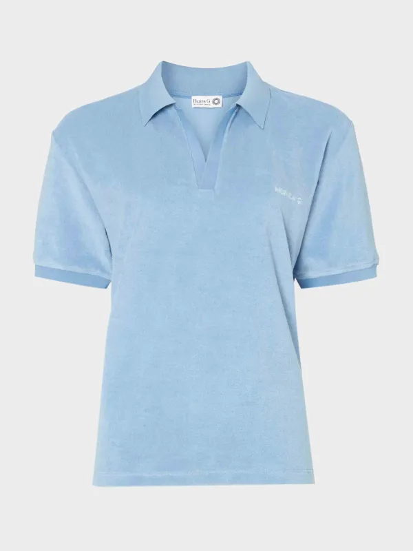Terry Towelling Polo - Cornflower sold by Hunza G