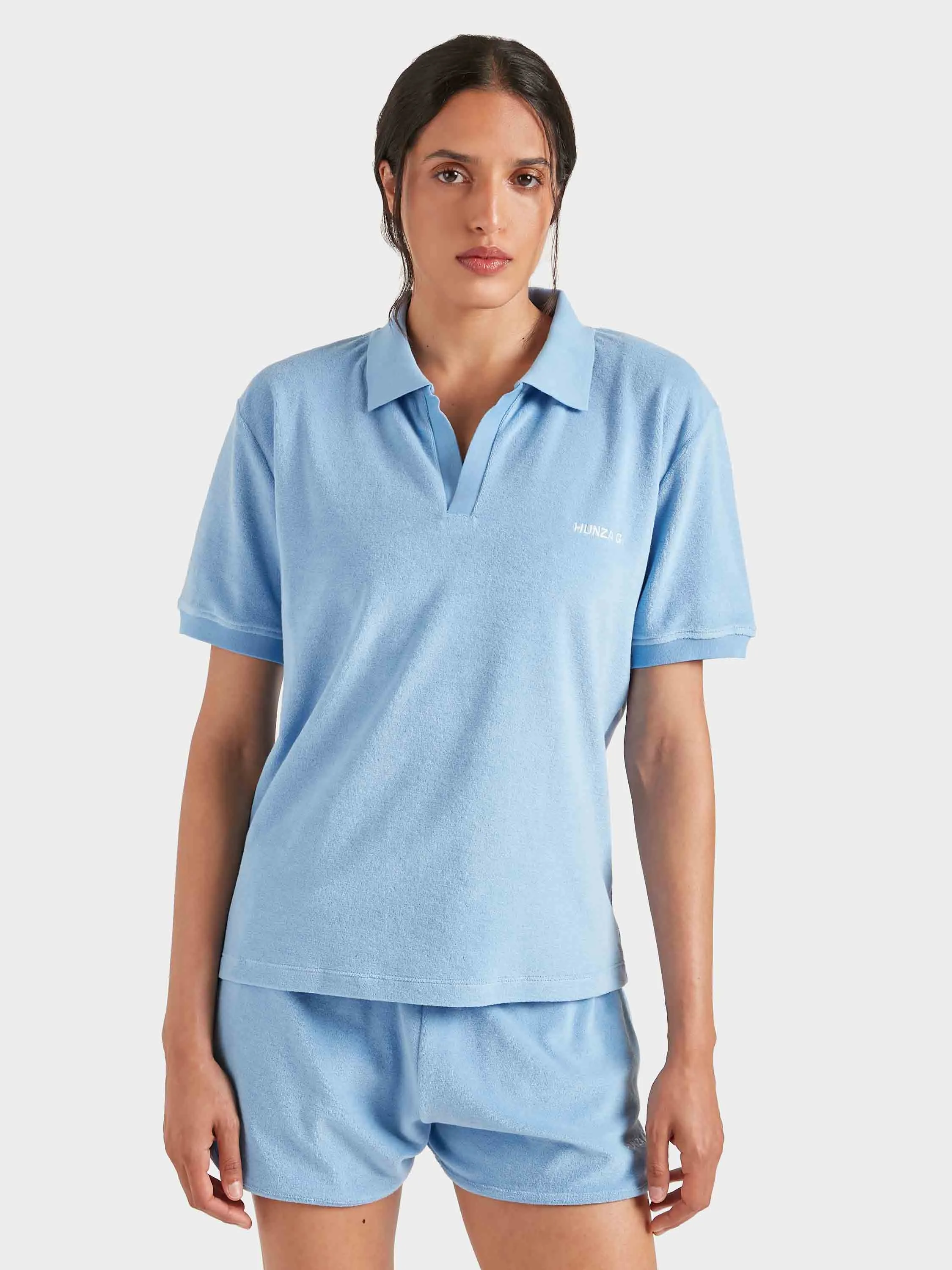 Terry Towelling Polo - Cornflower sold by Hunza G product image thumbnail 2