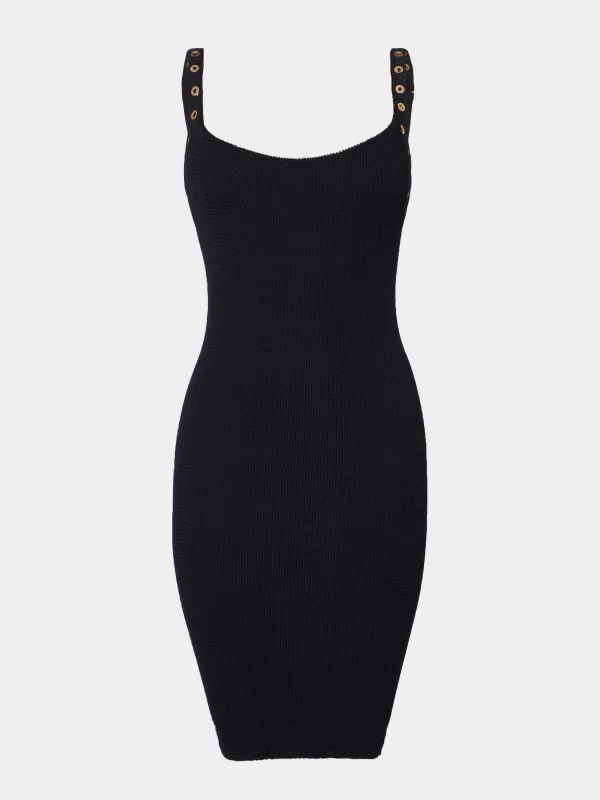 Anora Eyelet Dress - Black/Gold made by Hunza G