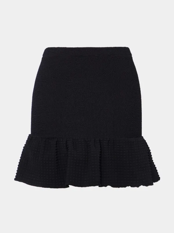 Peplum Seersucker Swim Skirt/Tube Top - Black sold by Hunza G