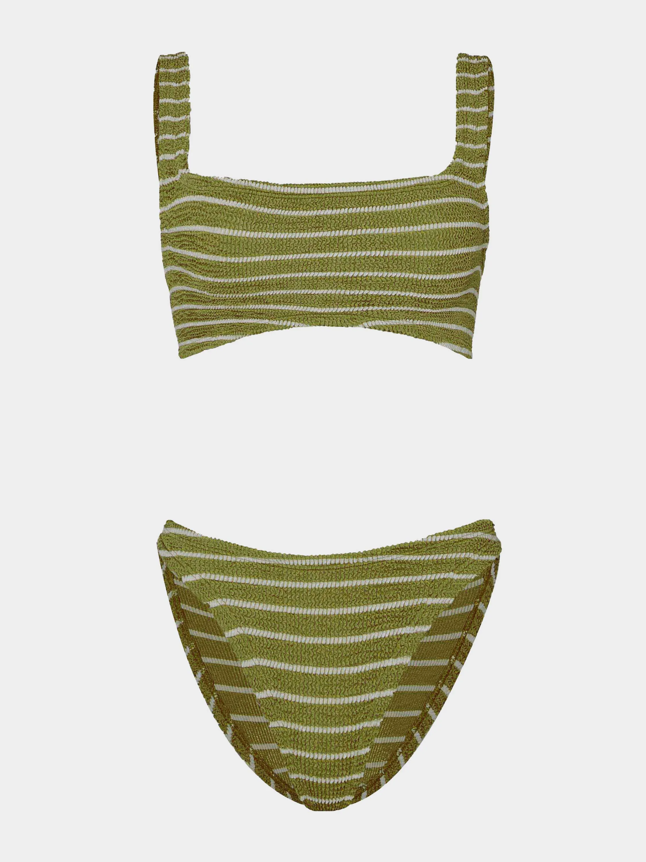 Xandra Bikini - Metallic Moss/White Stripe sold by Hunza G
