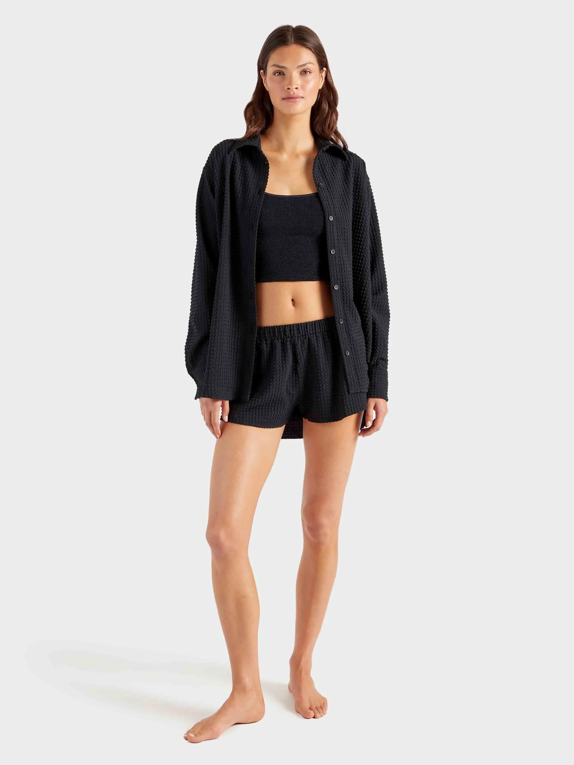 Resort Shirt - Black Seersucker sold by Hunza G product image thumbnail 3