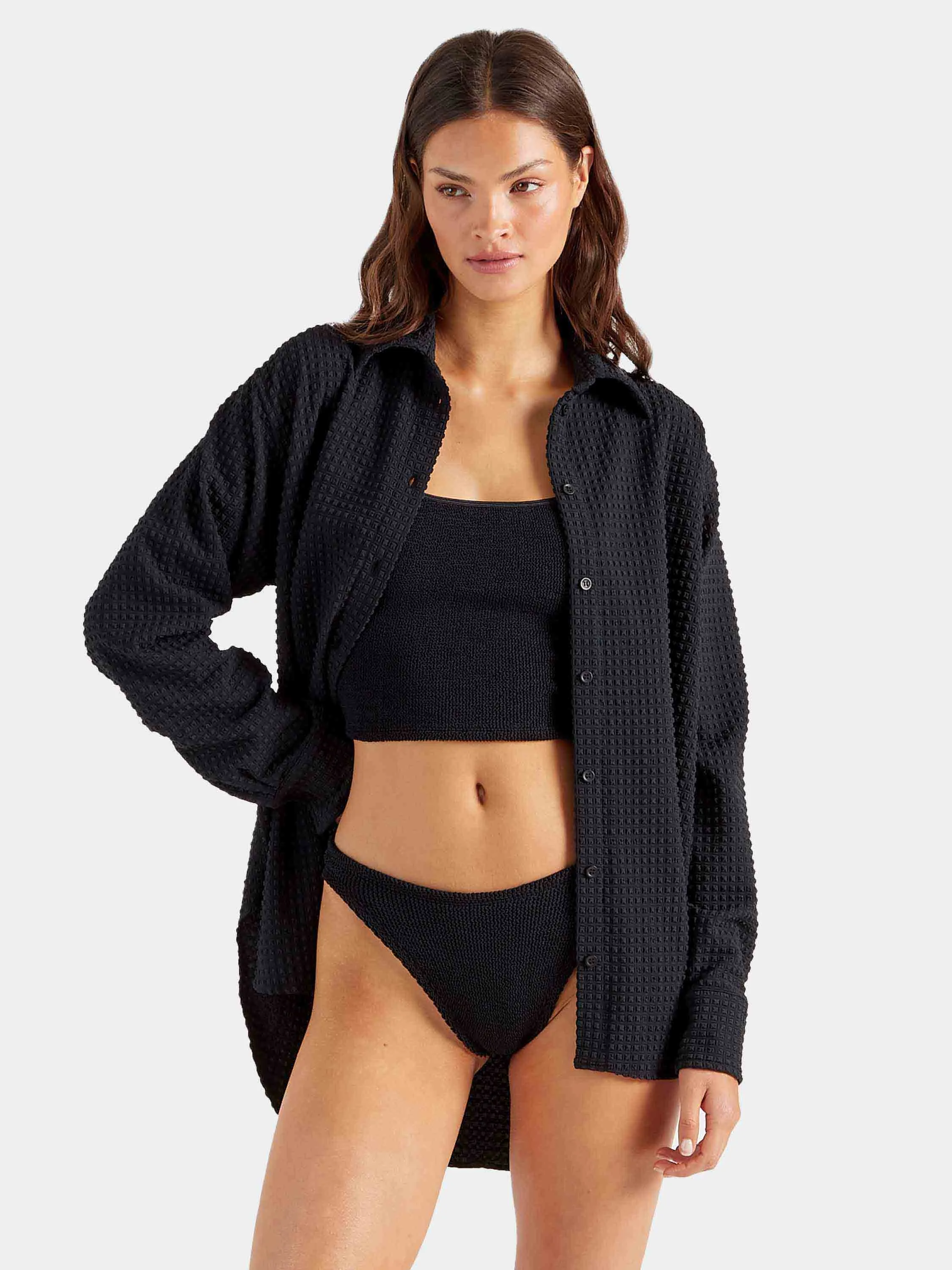 Resort Shirt - Black Seersucker sold by Hunza G product image thumbnail 2