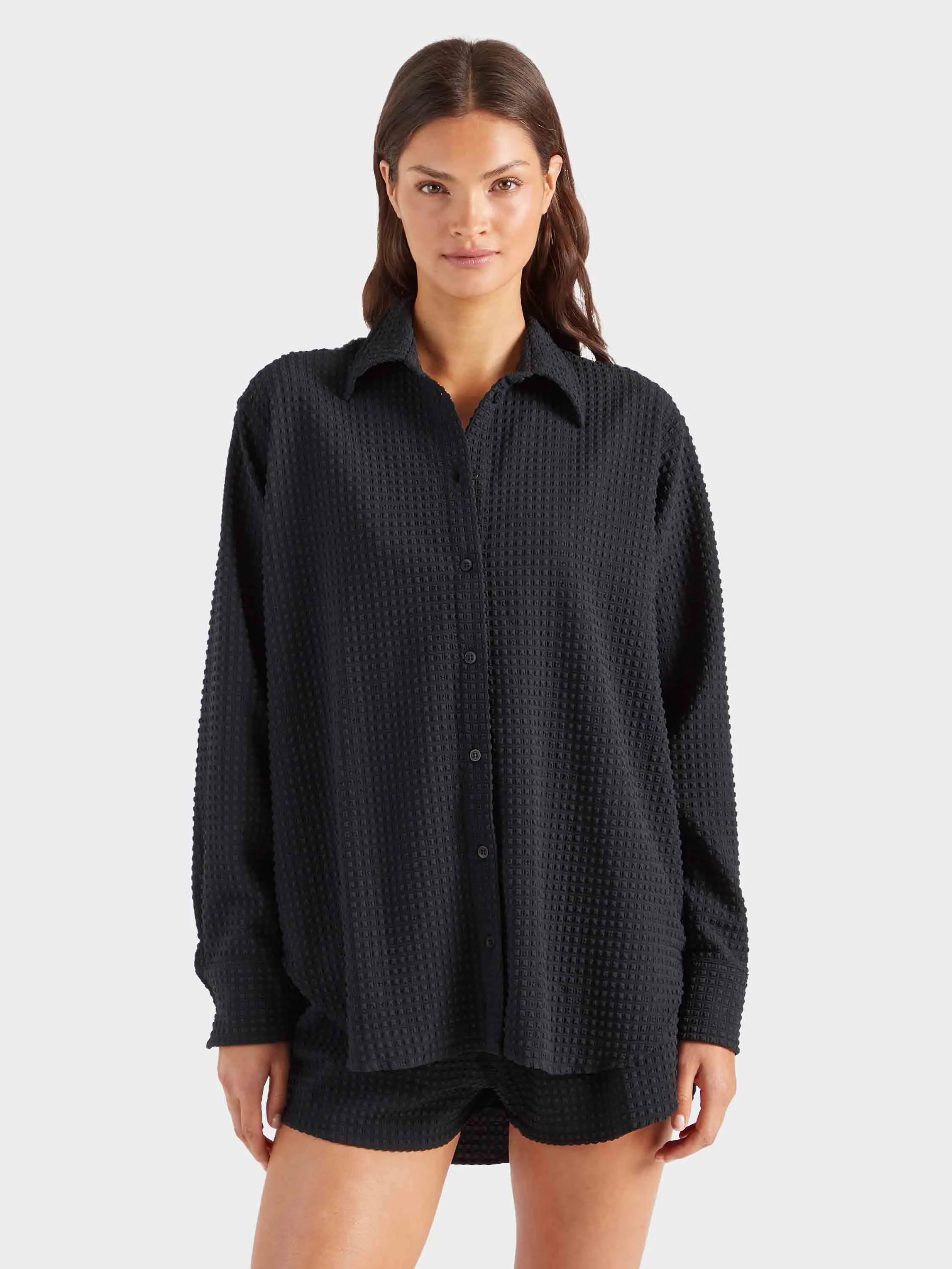 Resort Shirt - Black Seersucker sold by Hunza G product image thumbnail 4