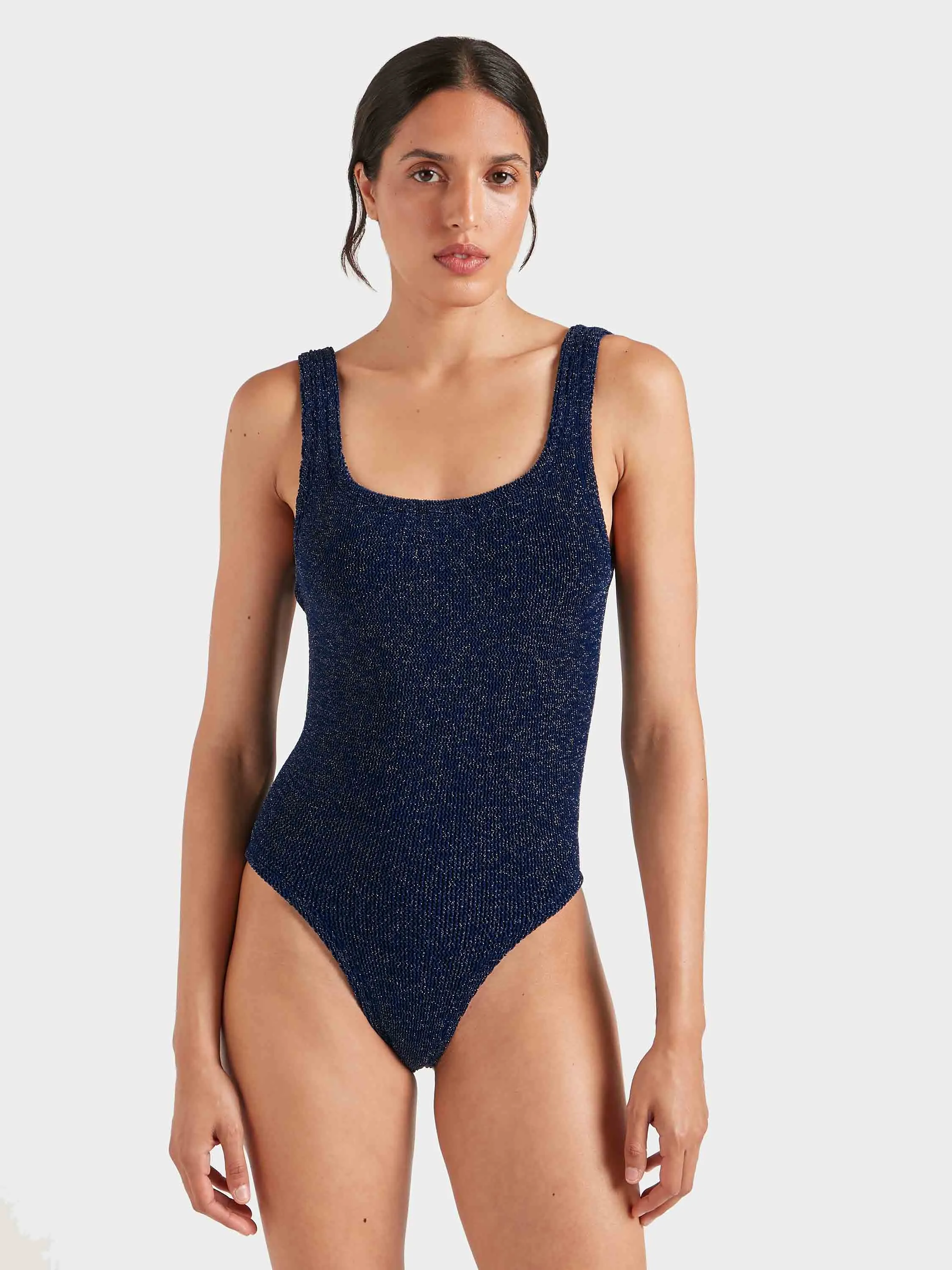 Coverage Square Neck Swim - Navy/Silver Lurex sold by Hunza G product image thumbnail 2