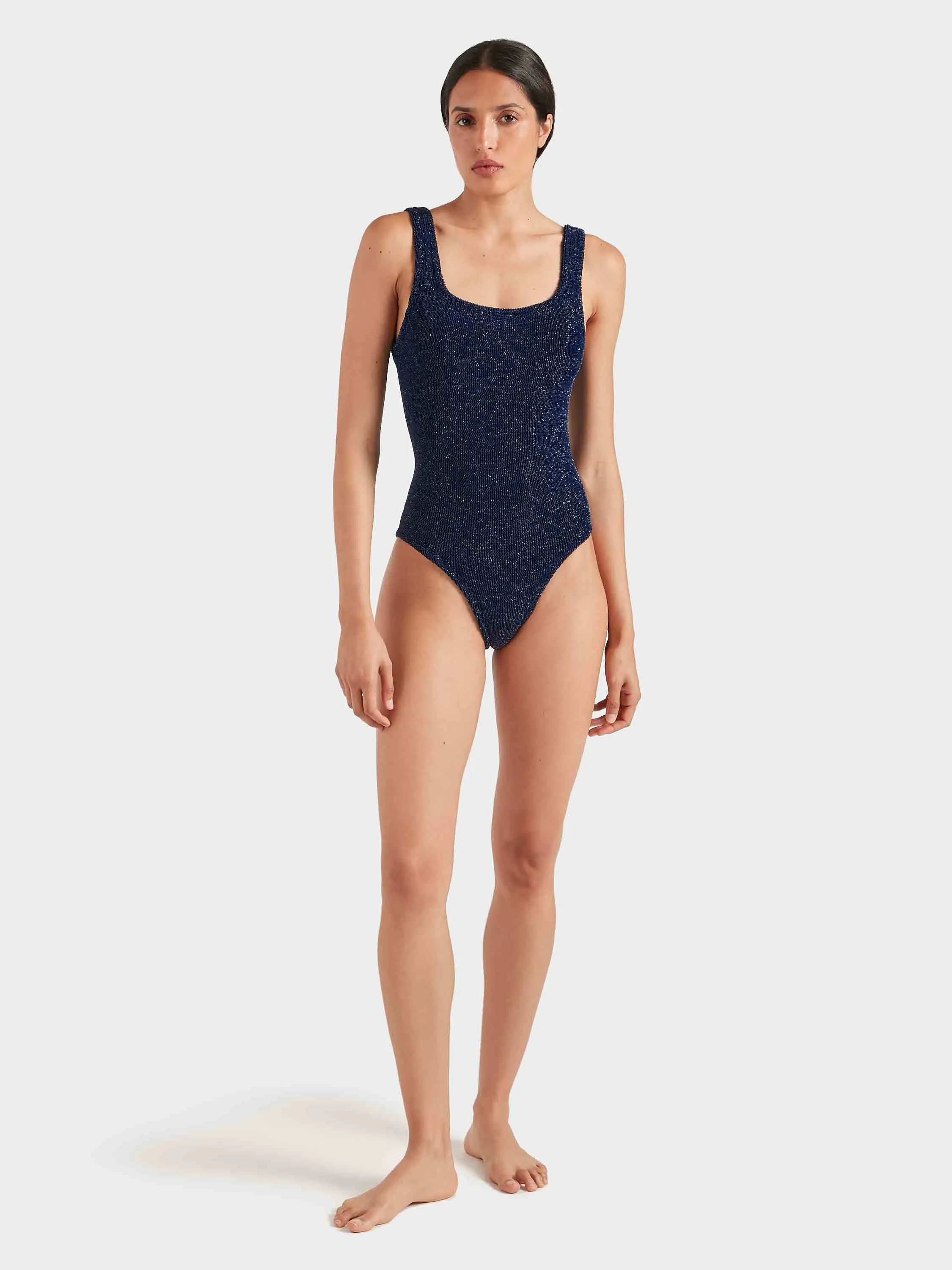 Coverage Square Neck Swim - Navy/Silver Lurex sold by Hunza G product image thumbnail 5