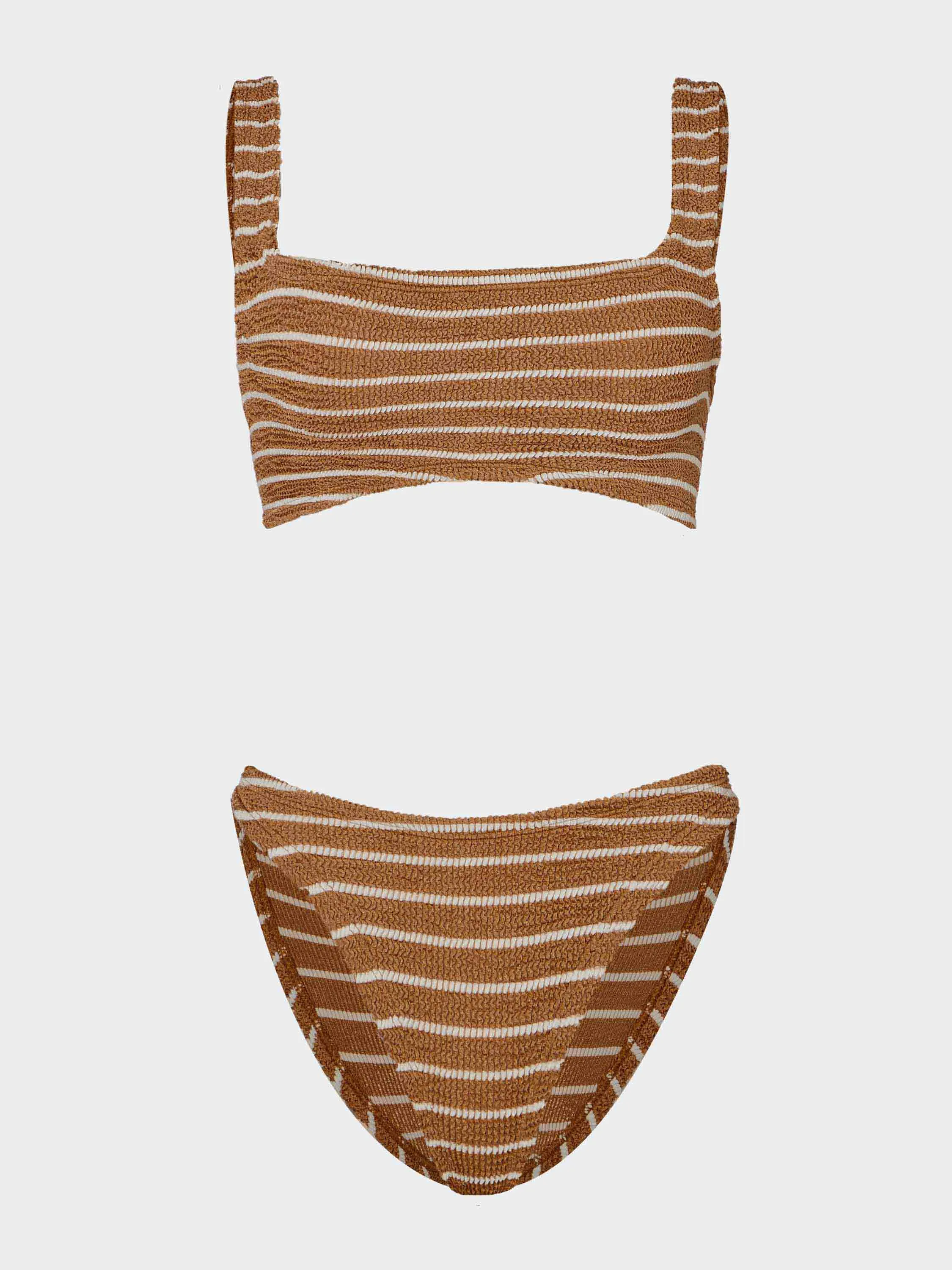 Xandra Bikini - Metallic Cocoa/White Stripe sold by Hunza G