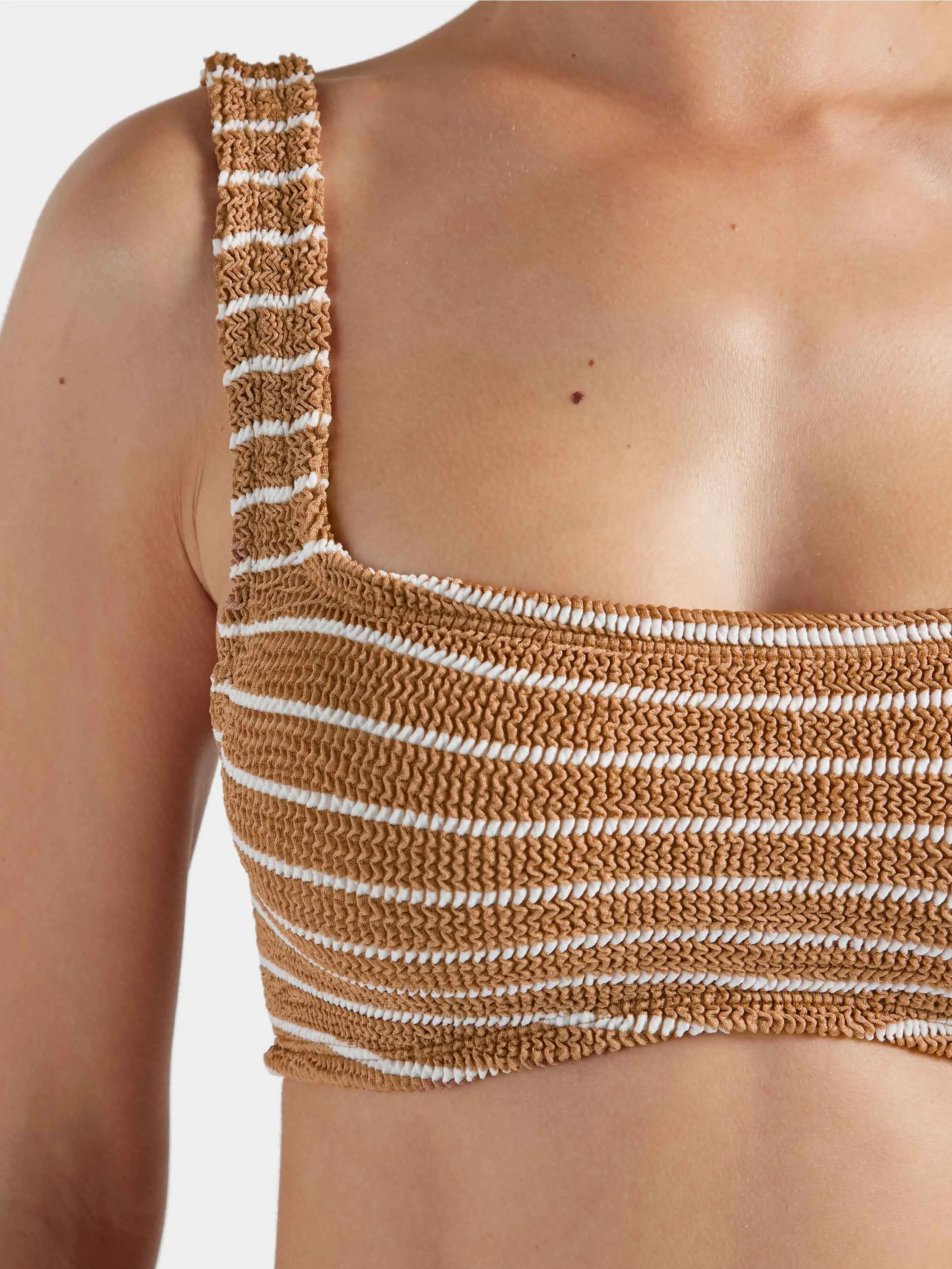 Xandra Bikini - Metallic Cocoa/White Stripe sold by Hunza G product image thumbnail 4