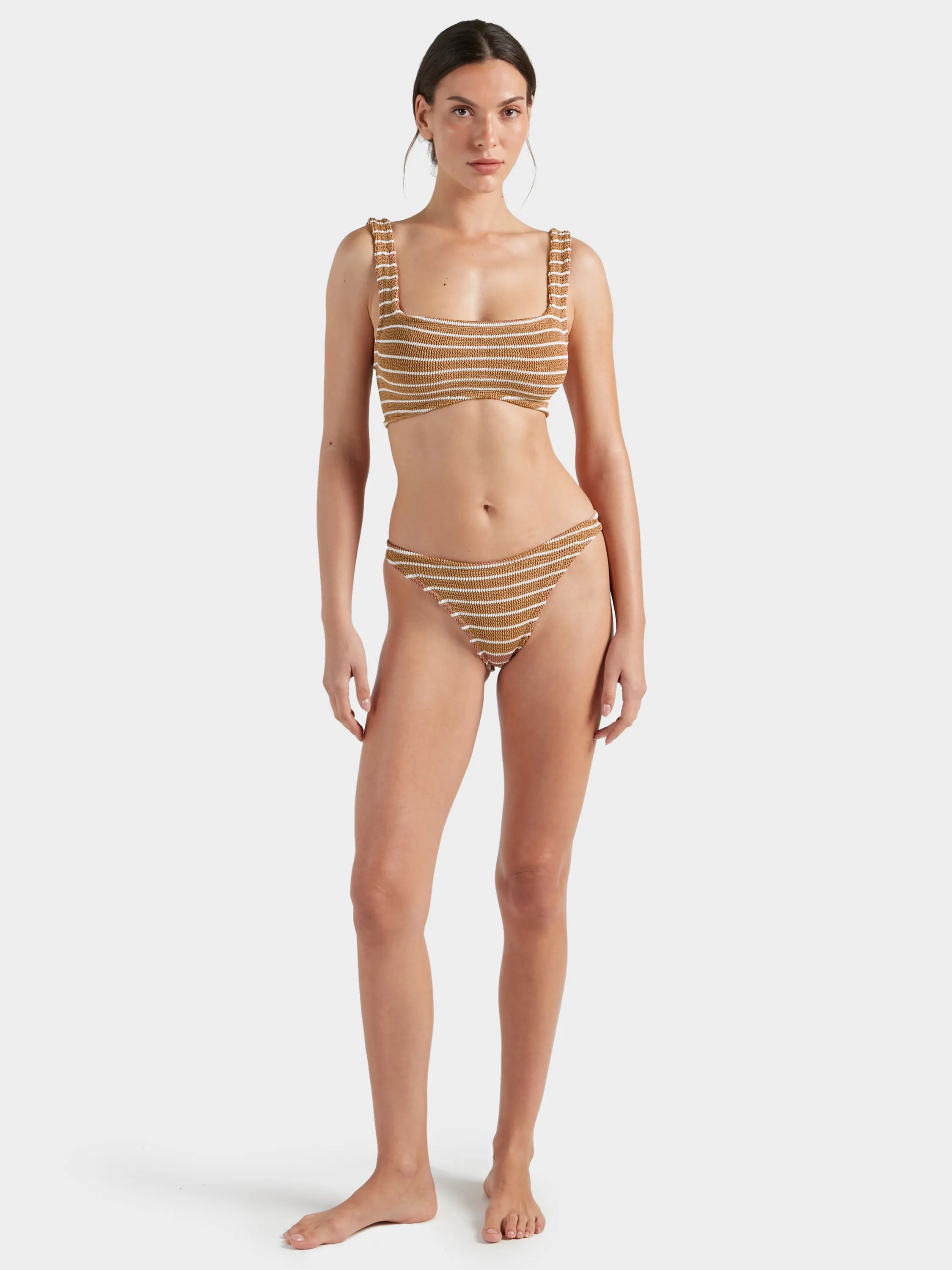 Xandra Bikini - Metallic Cocoa/White Stripe sold by Hunza G product image thumbnail 5