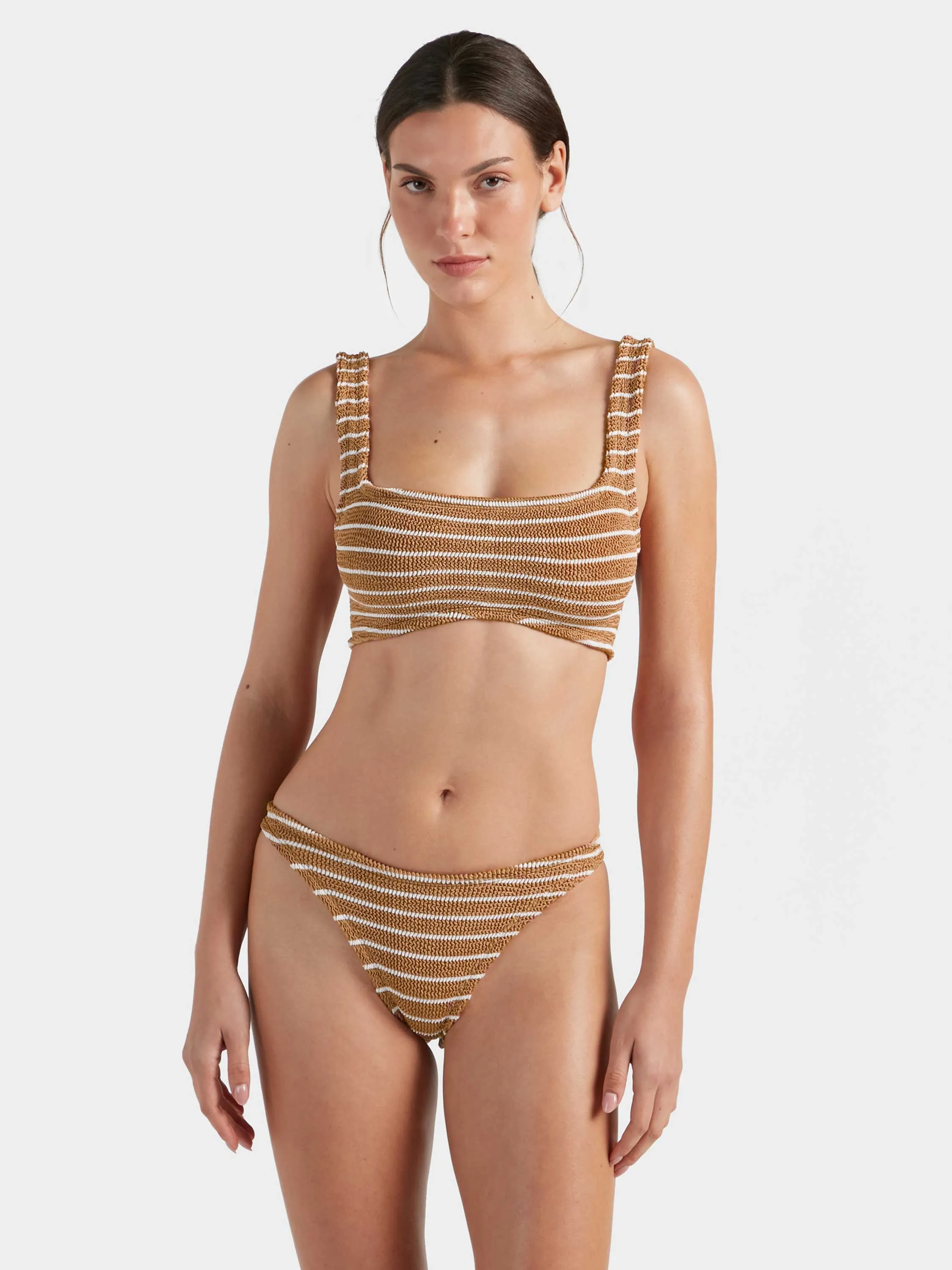 Xandra Bikini - Metallic Cocoa/White Stripe sold by Hunza G product image thumbnail 2