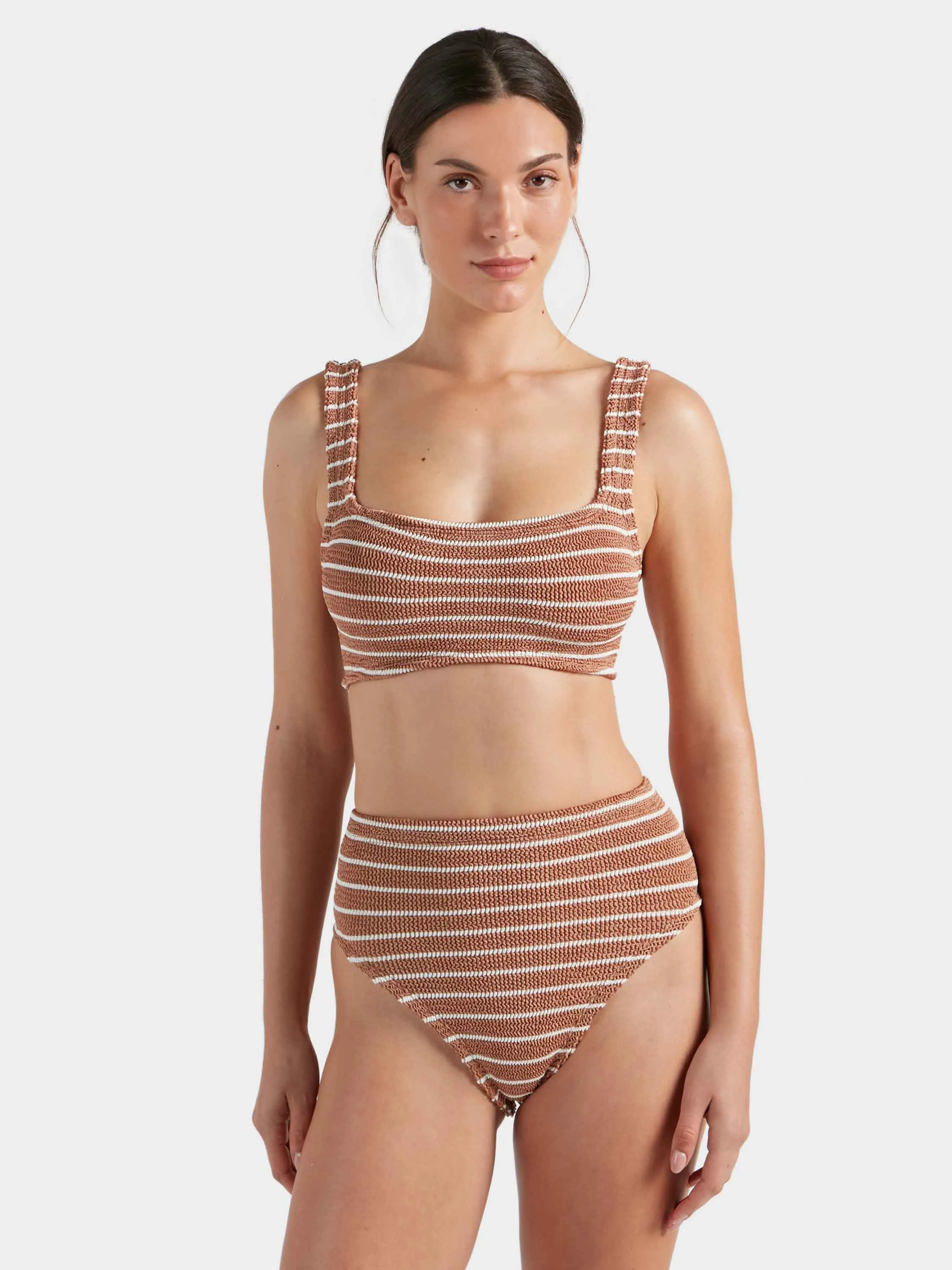 Patricia Bikini - Metallic Cocoa/White Stripe sold by Hunza G product image thumbnail 2