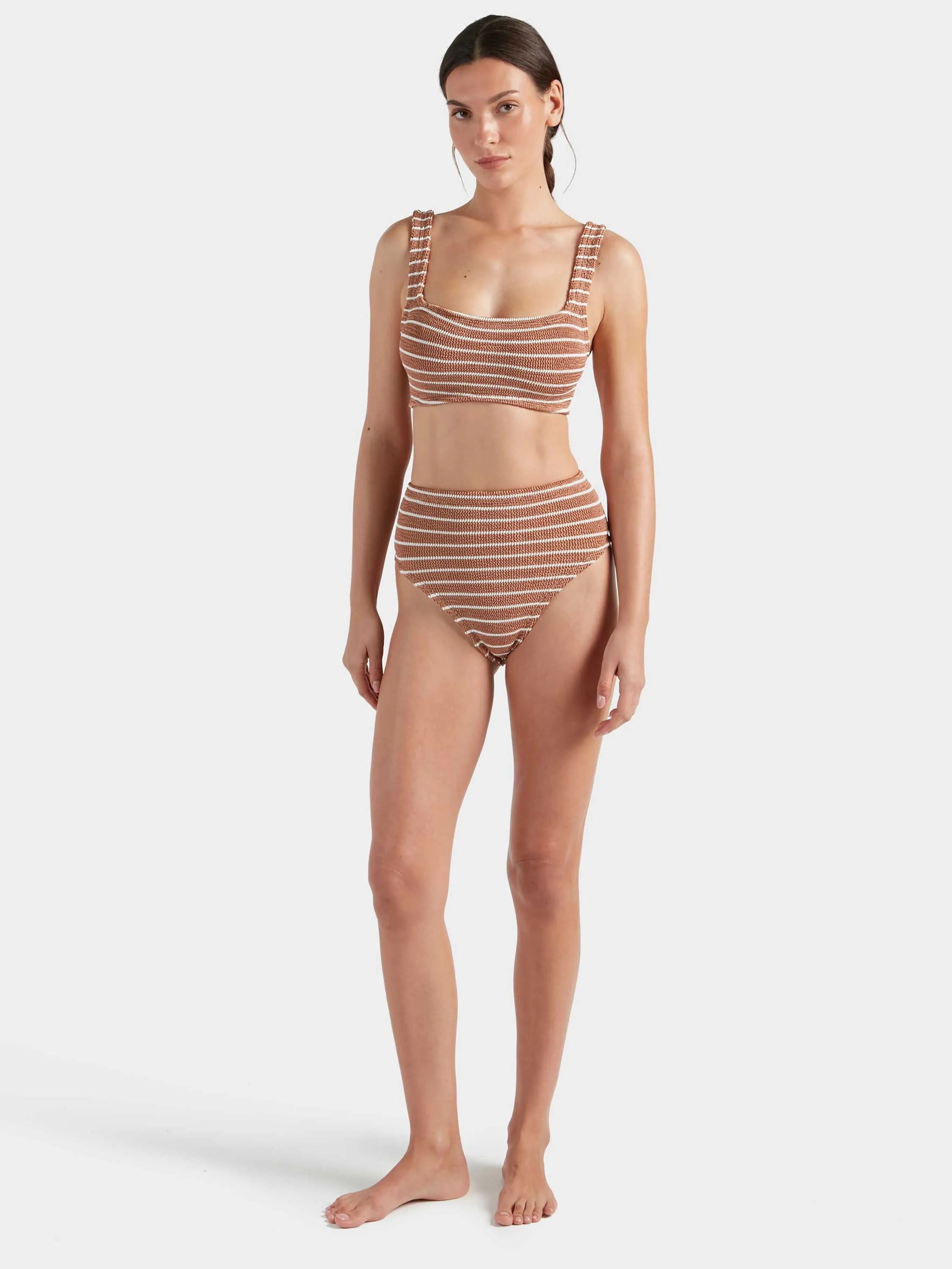 Patricia Bikini - Metallic Cocoa/White Stripe sold by Hunza G product image thumbnail 5