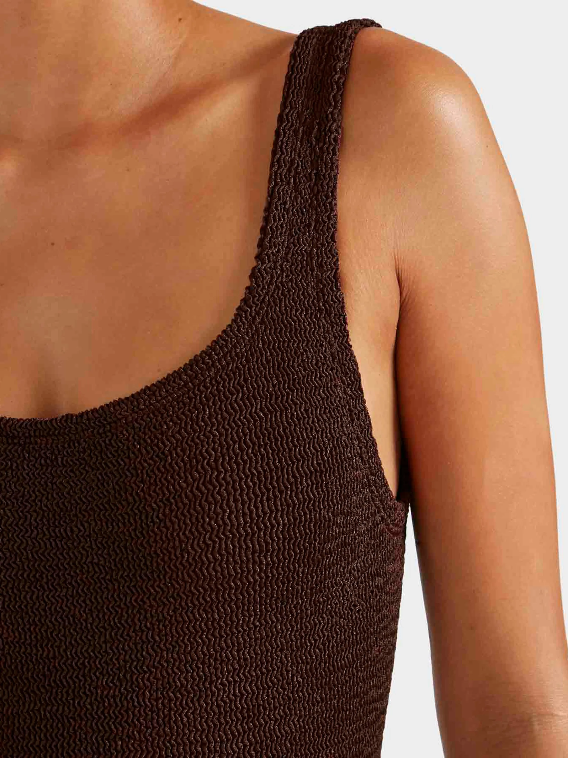 Coverage Square Neck Swim - Metallic Chocolate sold by Hunza G product image thumbnail 4