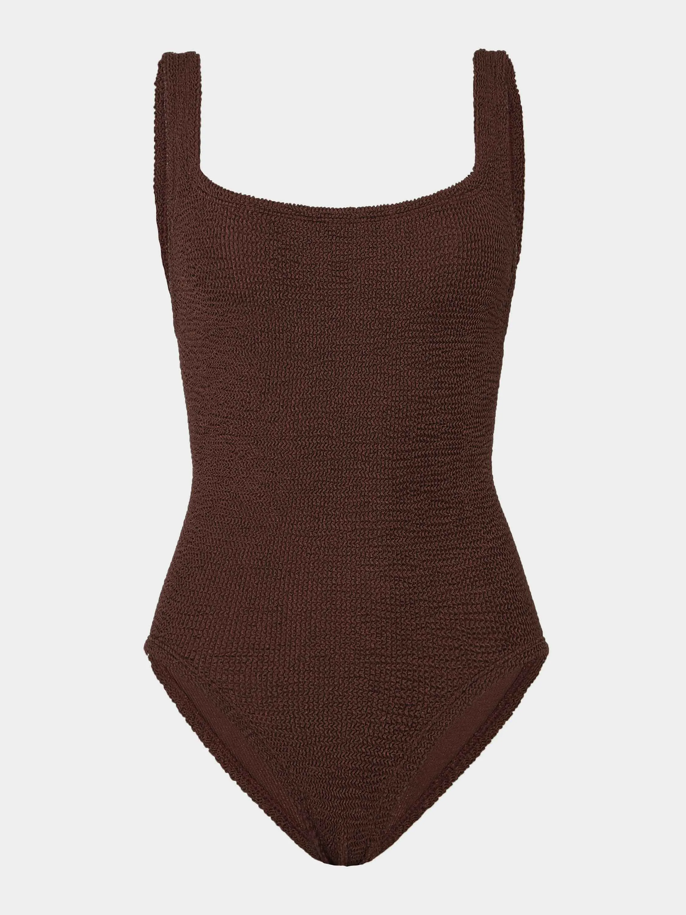 Coverage Square Neck Swim - Metallic Chocolate sold by Hunza G