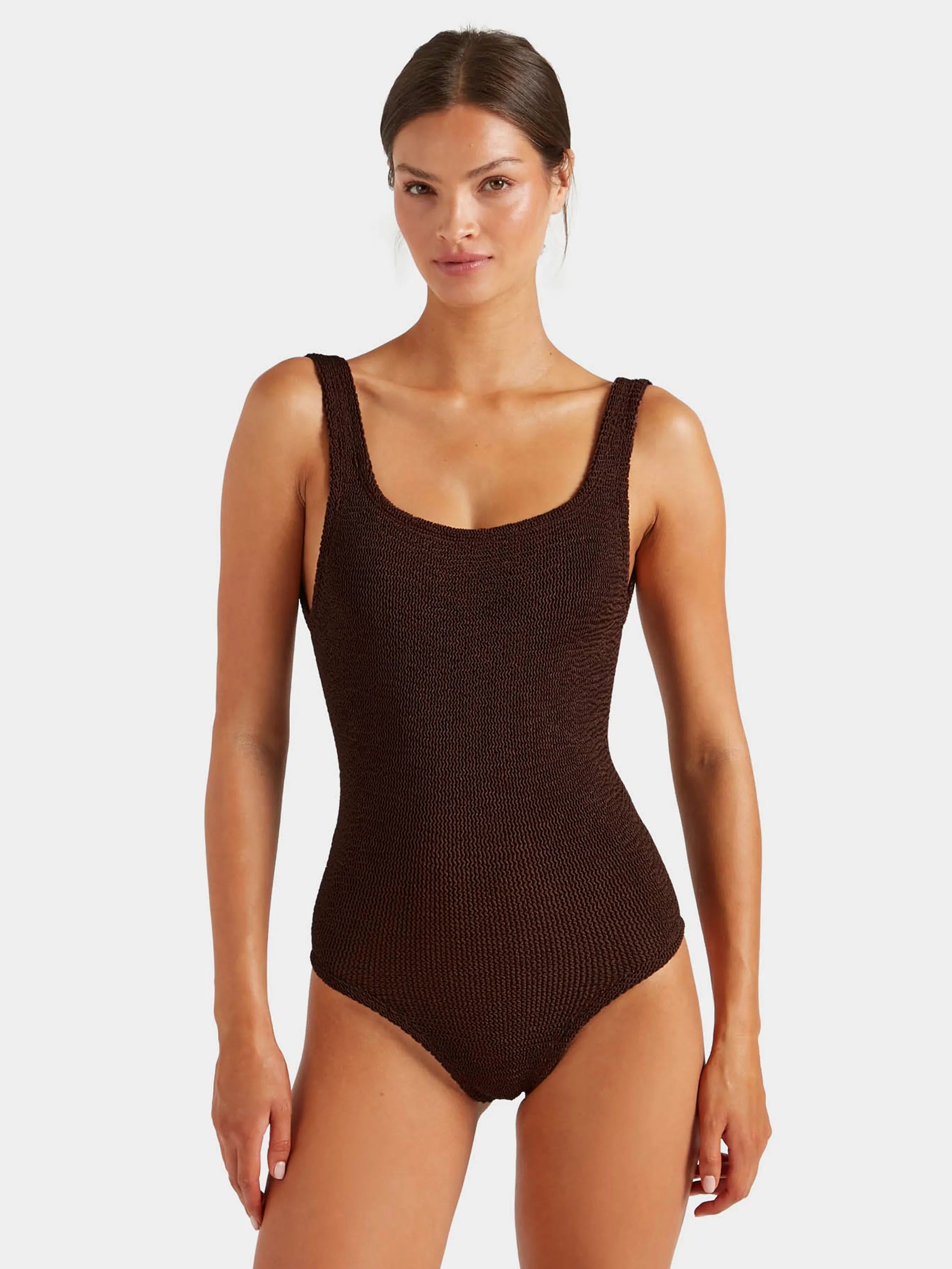 Coverage Square Neck Swim - Metallic Chocolate sold by Hunza G product image thumbnail 2