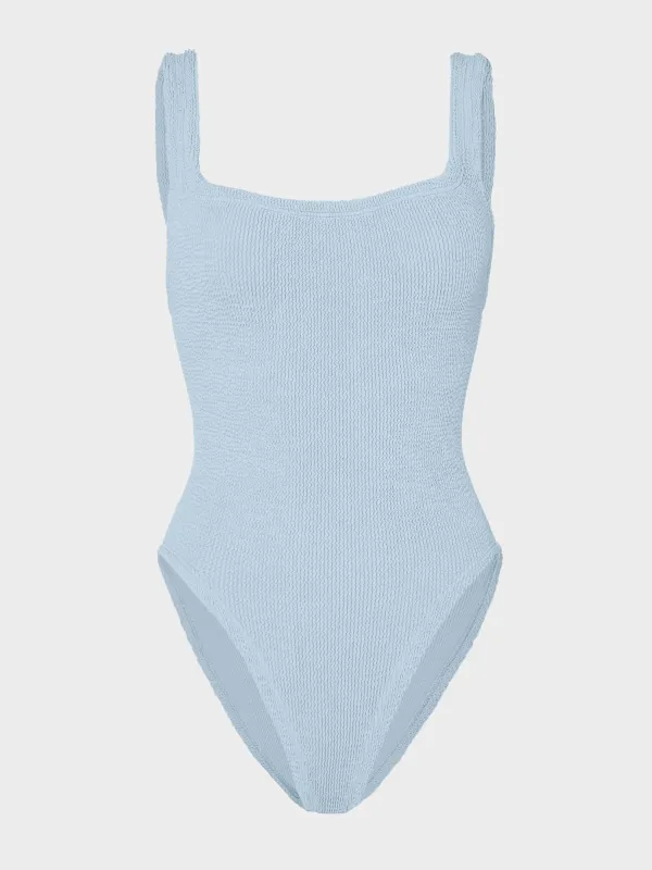 Square Neck Swim - Metallic Ice Blue sold by Hunza G
