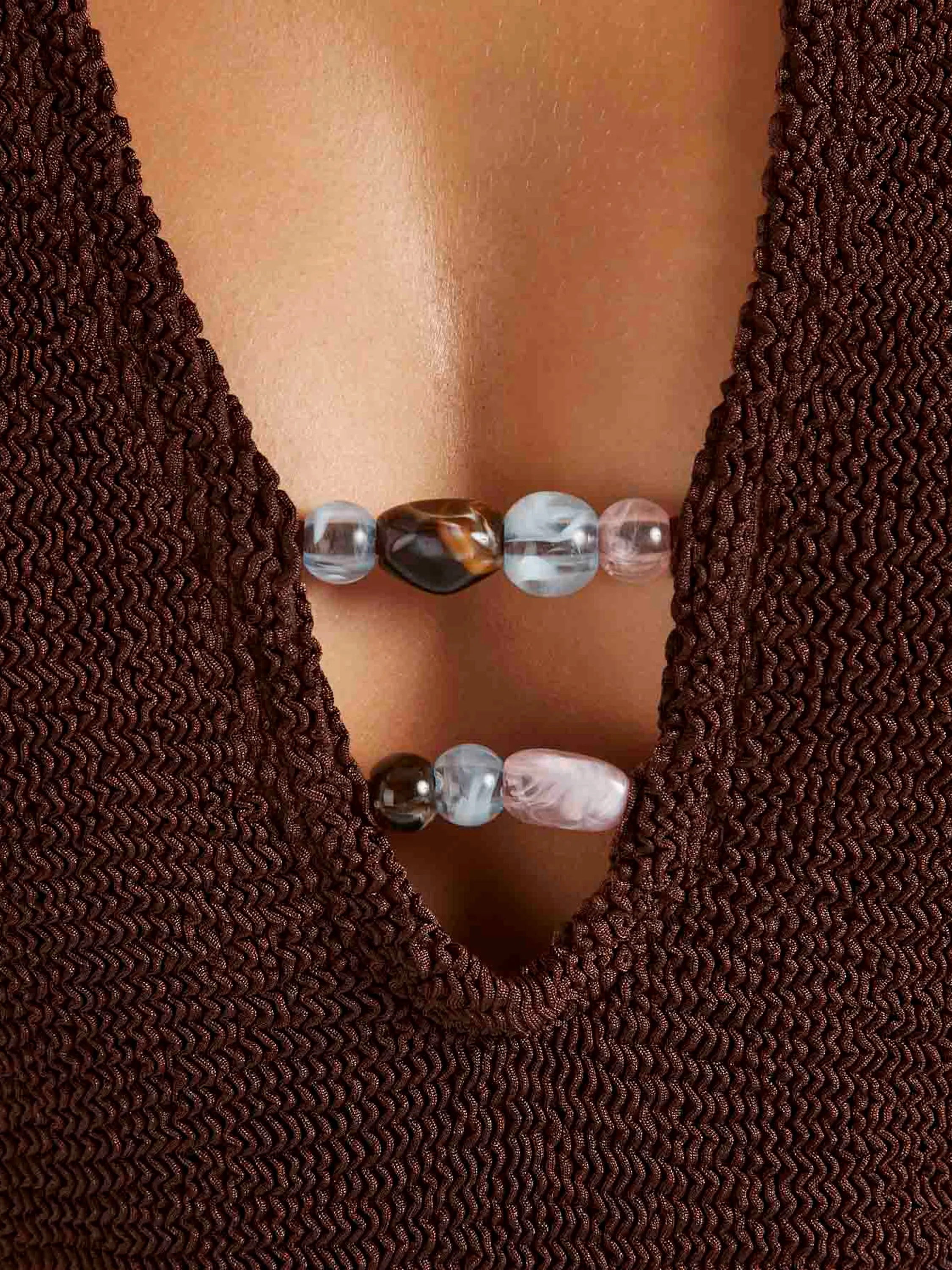 Adriana Beaded Swim - Metallic Chocolate sold by Hunza G product image thumbnail 5