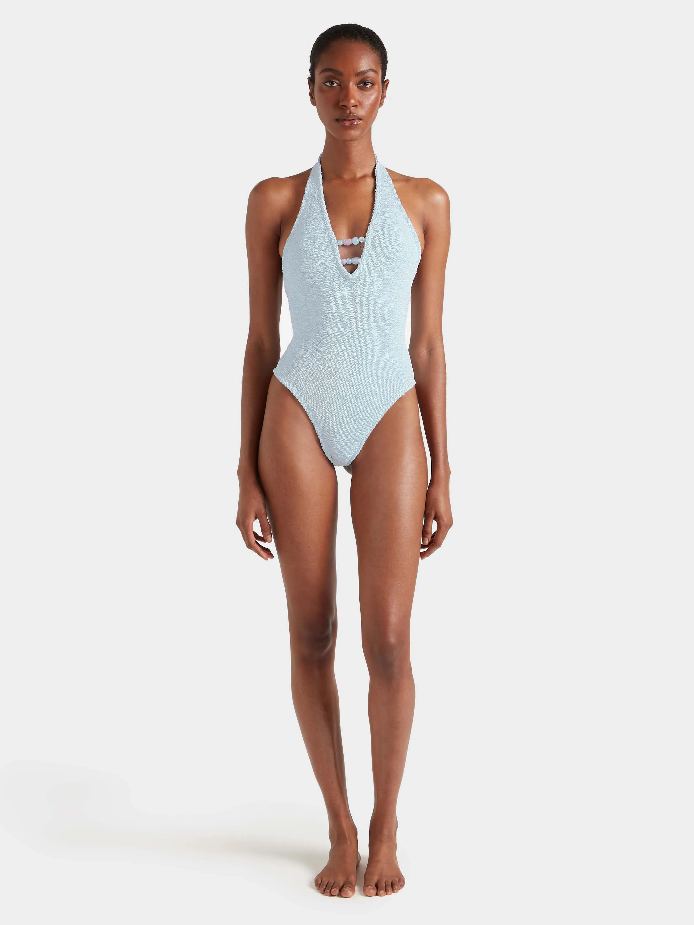 Adriana Beaded Swim - Metallic Ice Blue sold by Hunza G product image thumbnail 4