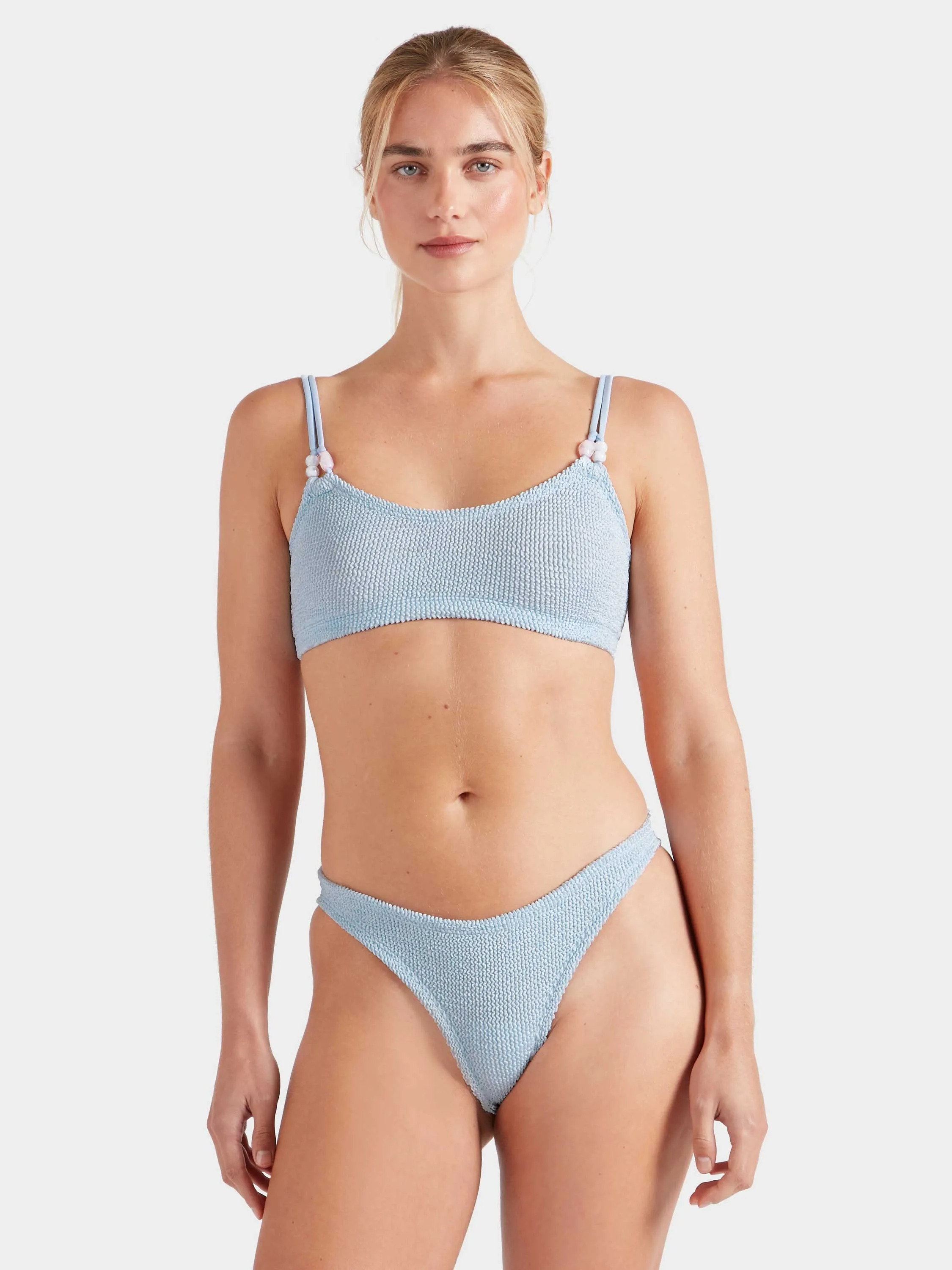 Cassie Beaded Bikini - Metallic Ice Blue sold by Hunza G product image thumbnail 2