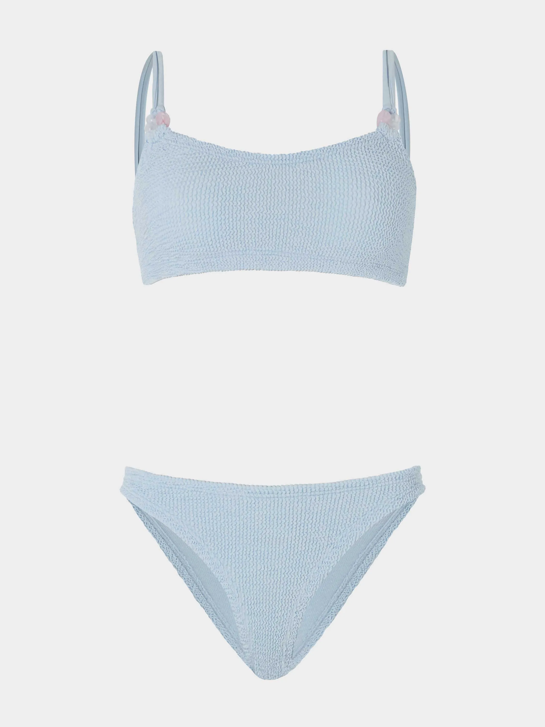 Cassie Beaded Bikini - Metallic Ice Blue sold by Hunza G