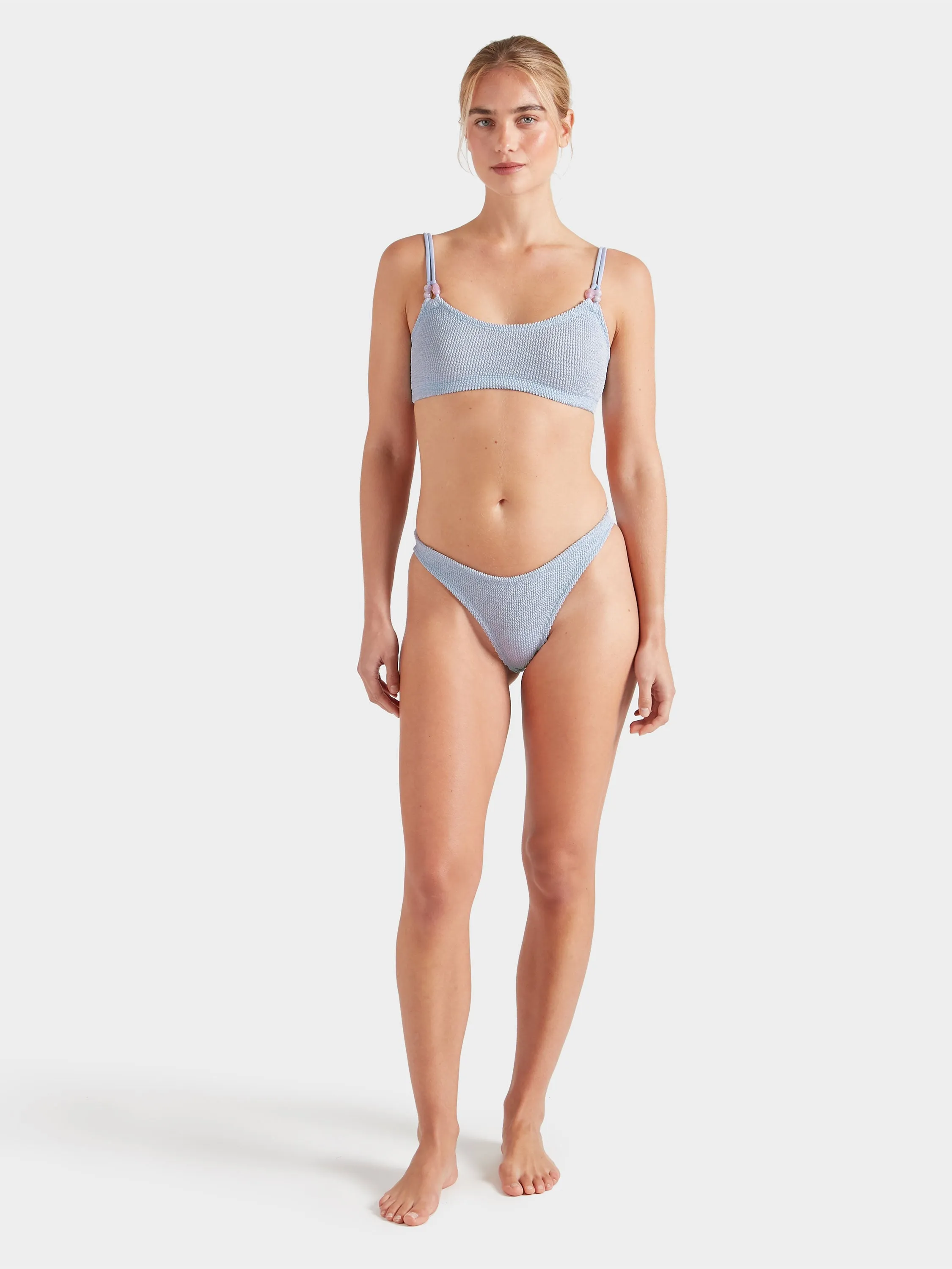 Cassie Beaded Bikini - Metallic Ice Blue sold by Hunza G product image thumbnail 3