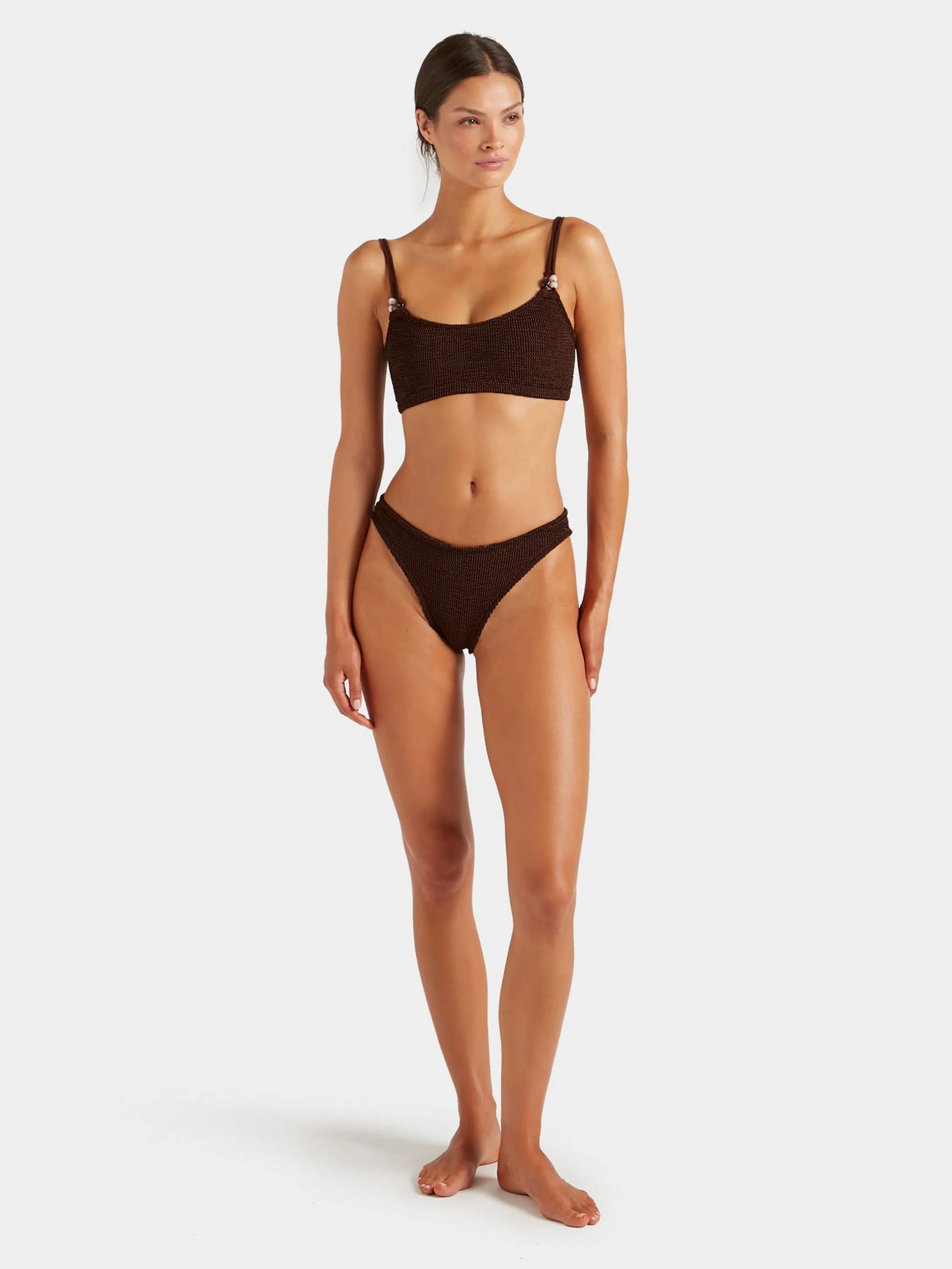 Cassie Beaded Bikini - Metallic Chocolate sold by Hunza G product image thumbnail 5